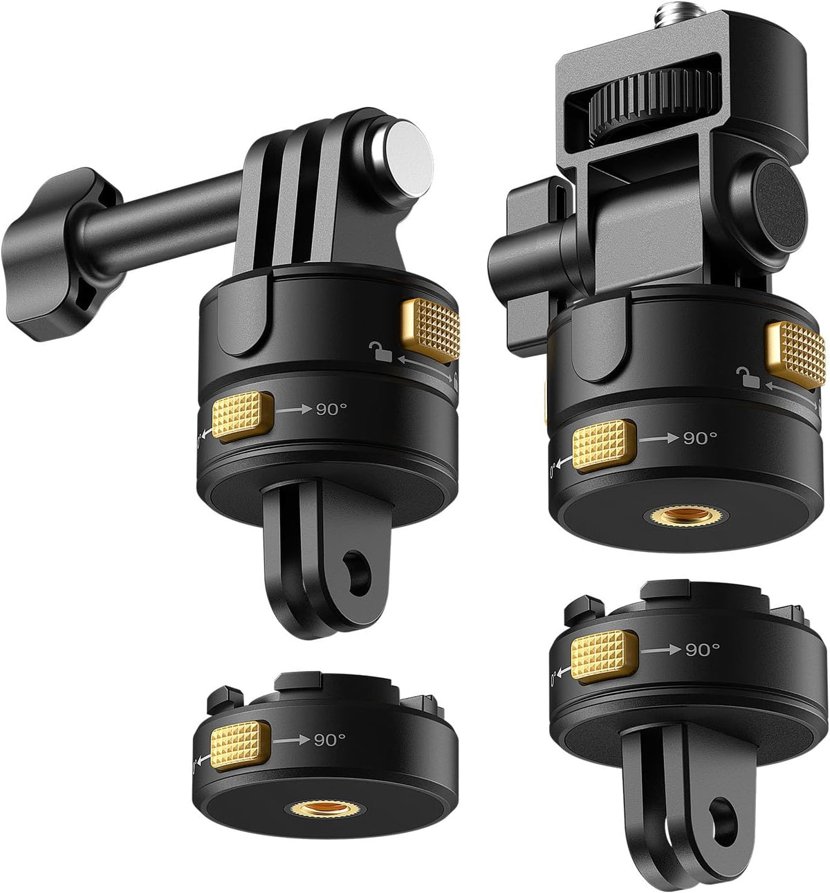 Neewer 6 in 1 Action Camera Mount Kit, Compatible with Hero 13 12 11 Max DJI Osmo Action Insta360, Metal Magnetic Quick Release Mount with 1/4" Thread & Folding Fingers for POV Shots, GP-23