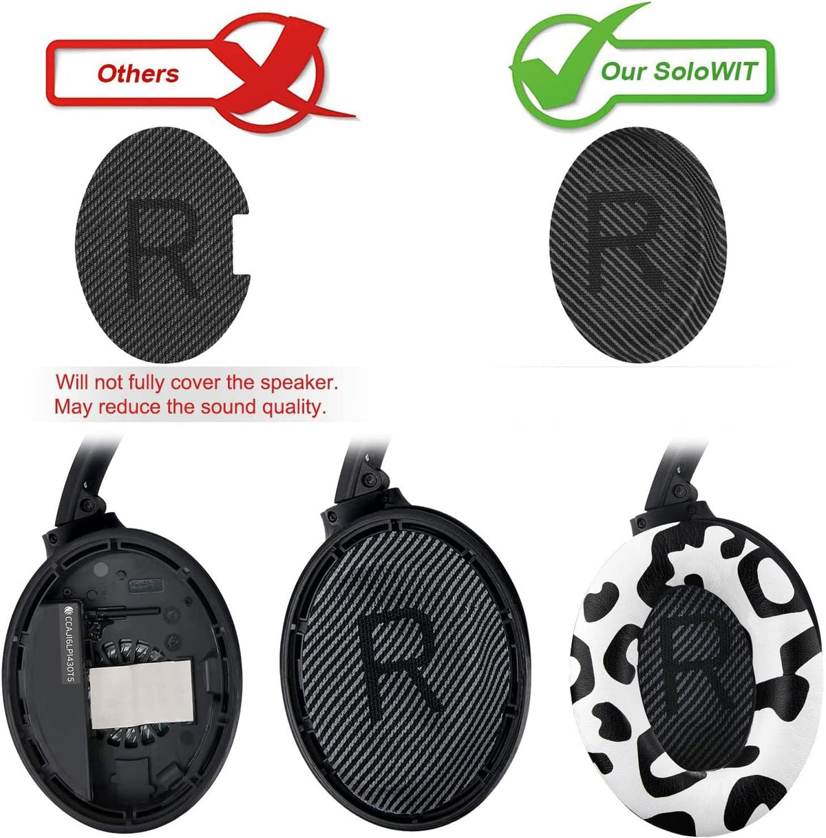 SoloWIT Replacement Earpads Cushions for Bose QuietComfort 35 (QC35) & Quiet Comfort 35 II (QC35 ii) Headphones, Ear Pads with Softer Leather, Noise Isolation Foam, Added Thickness (Snow Leopard)