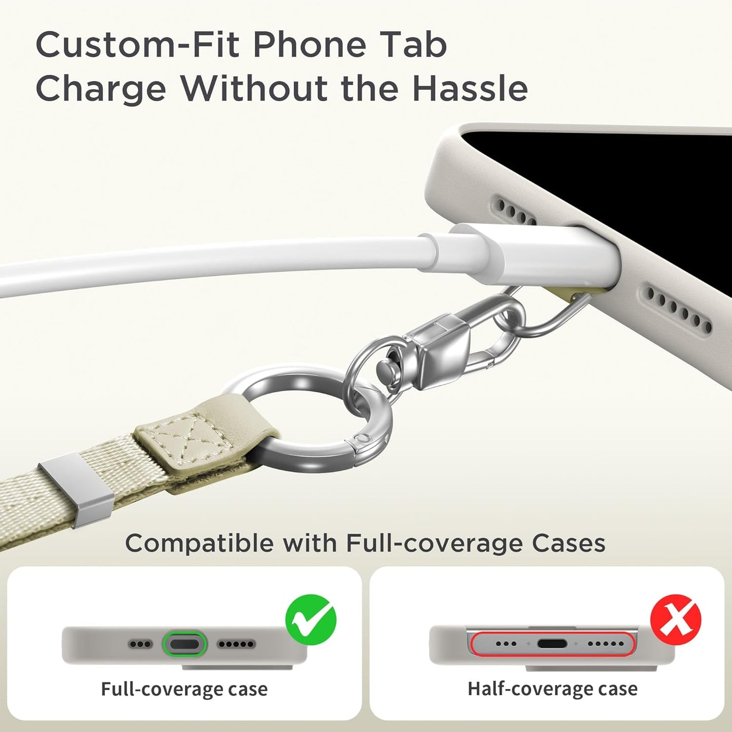 Phone Lanyard 2 in 1, Anti Theft Phone Strap Crossbody for Women Men, Adjustable Phone Wrist Strap with 2 Pack Tether Tabs