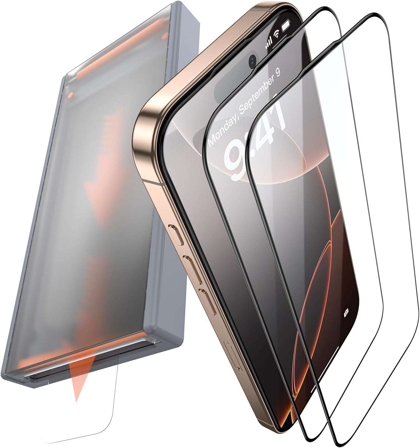 3 Pack for iPhone 16 Pro Tempered Glass Screen Protector, Dust Free CABIN, Auto Positioning, Bubble Free, High Definition, Easy Installation,9H+ Hardness