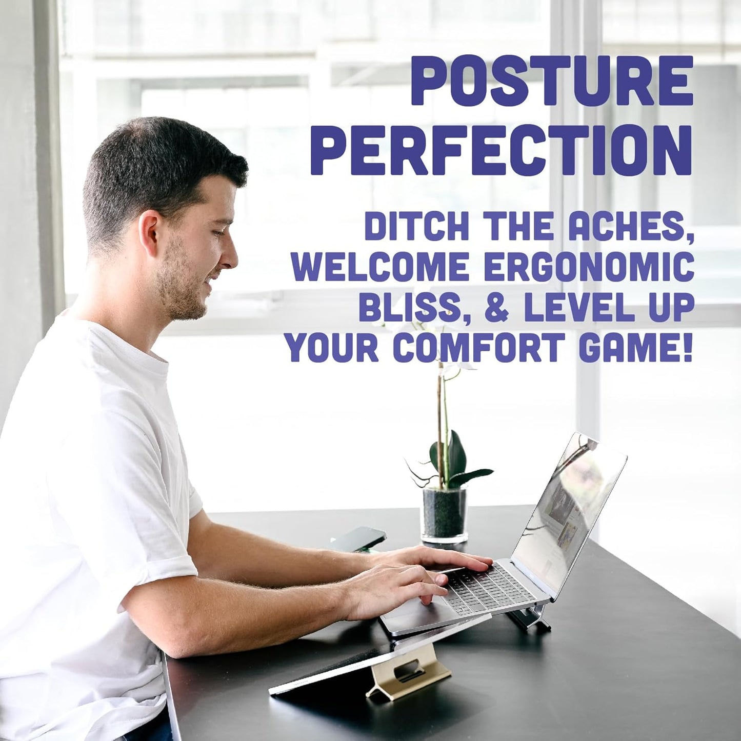 Steepy Adjustable Laptop Stand - 3 Height Computer Stand for Desk - Portable Laptop Riser