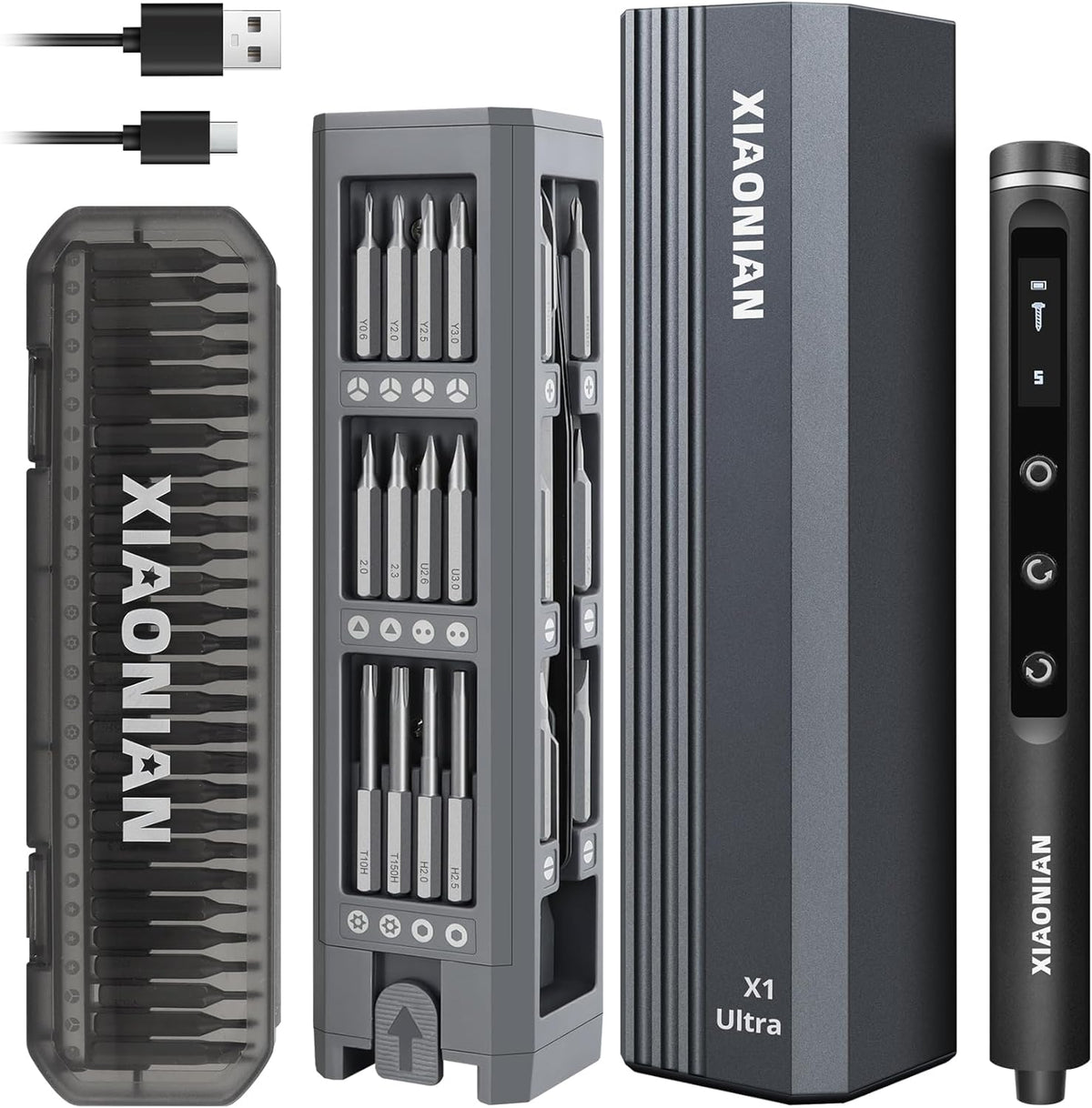 3.7V Precision Electric Screwdriver Set,76 IN 1 Magnetic Storage Mini Electric Screwdriver Cordless Set with LED Display,5 Torque Settings Repair Tool Kit for Electronics Phone Camera Laptop Watch