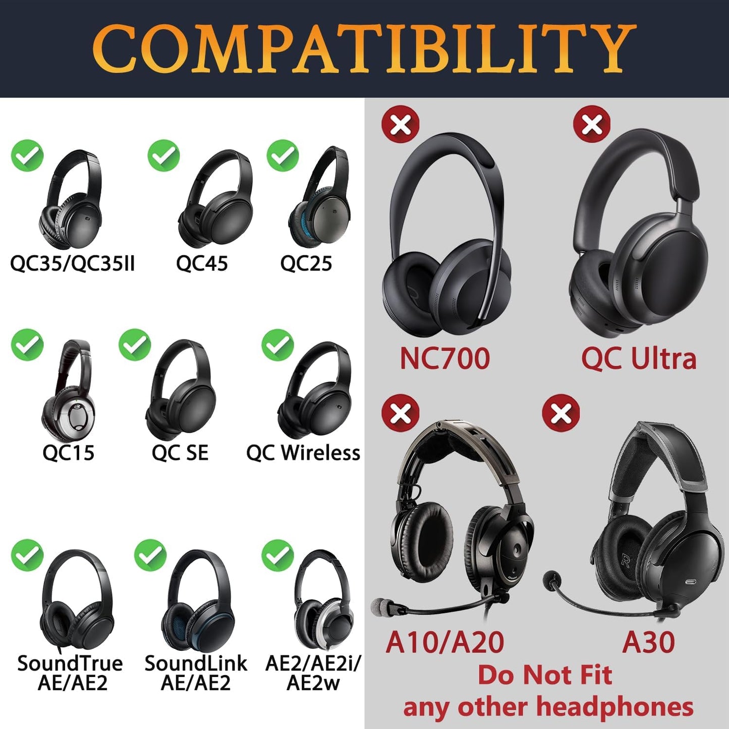 SOULWIT Silicone Ear Pads Cover Protector for Bose QuietComfort QC15 QC25 QC2 QC35 QC45/Ae2 Ae2i Ae2w/SoundTrue & SoundLink AE Headphones Cushions, Sweatproof, Easily Washable - White
