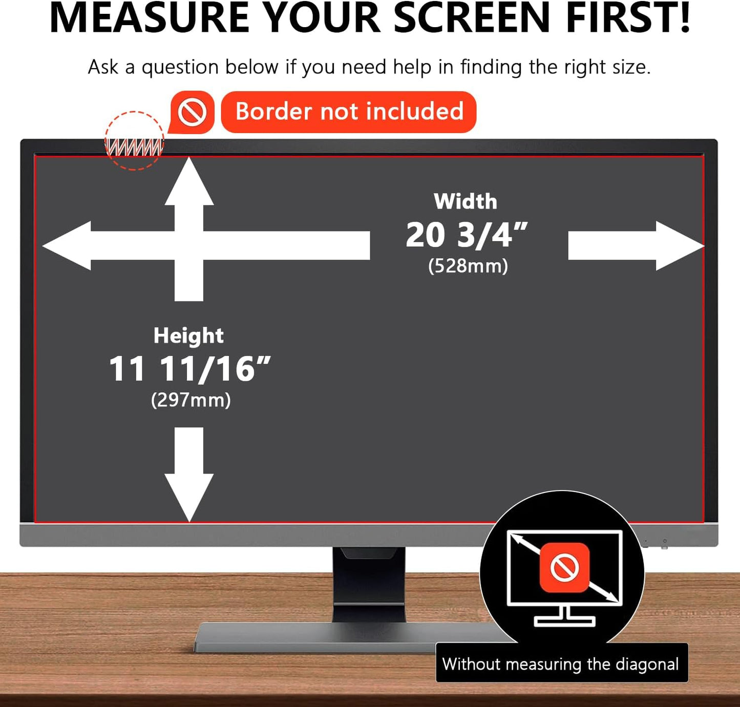 【2-Pack】 23.8 Inch Computer Privacy Screen for 16:9 Monitors with Anti-Spy Anti-Glare Filter, Blue Light Blocking & Eye Protection, Removable Anti-Scratch HD Clarity Screen Protector