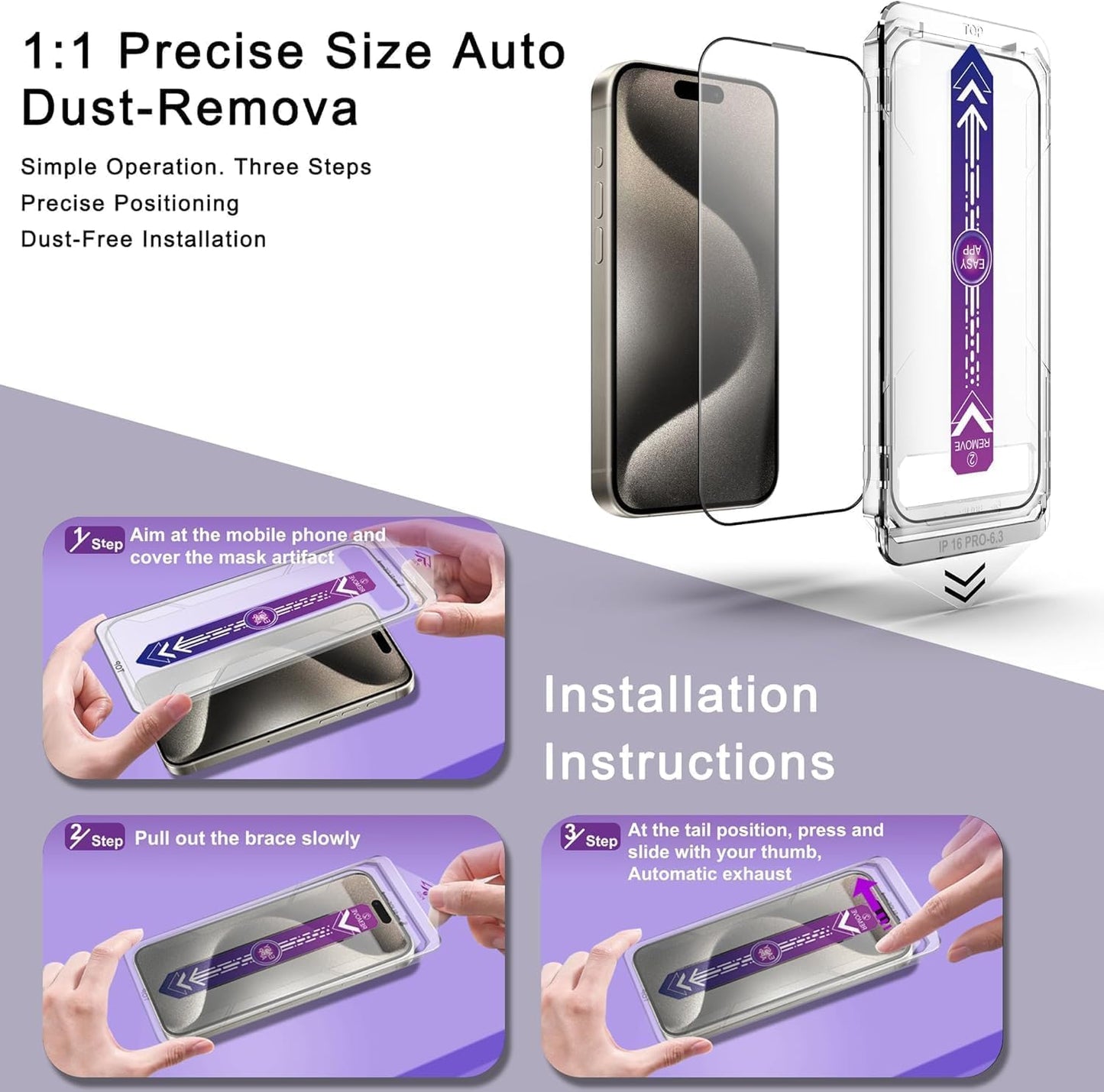Screen Protector for iPhone Air 6.5-Inch, 2 Pack, 9H Tempered Glass, HD Clear, Full Cover, Anti-Fingerprint, Easy Installation