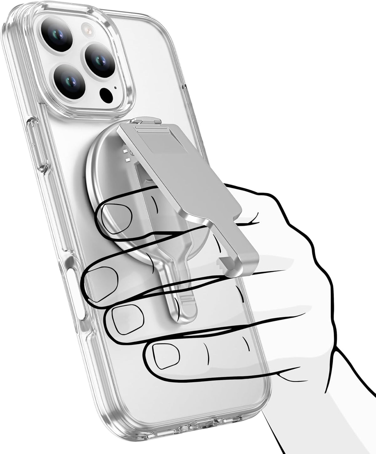 BAISRKE Magnetic Belt Clip Phone Holder, Strong Magnetic Waist Clip Compatible with Phone Cases, Portable & Versatile Accessory for Travel & Outdoor Use (Silvery)