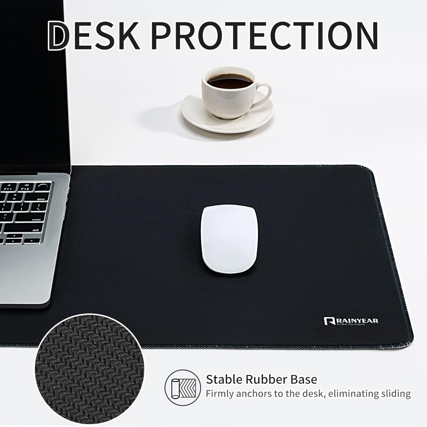 RAINYEAR Large Gaming Mouse Pad(31.5 x 11.8 Inch), Computer Mousepad with Anti-Slip Rubber Base, Smooth Large Keyboard Mouse Pad Mat for Gamer, Office, Home, Black