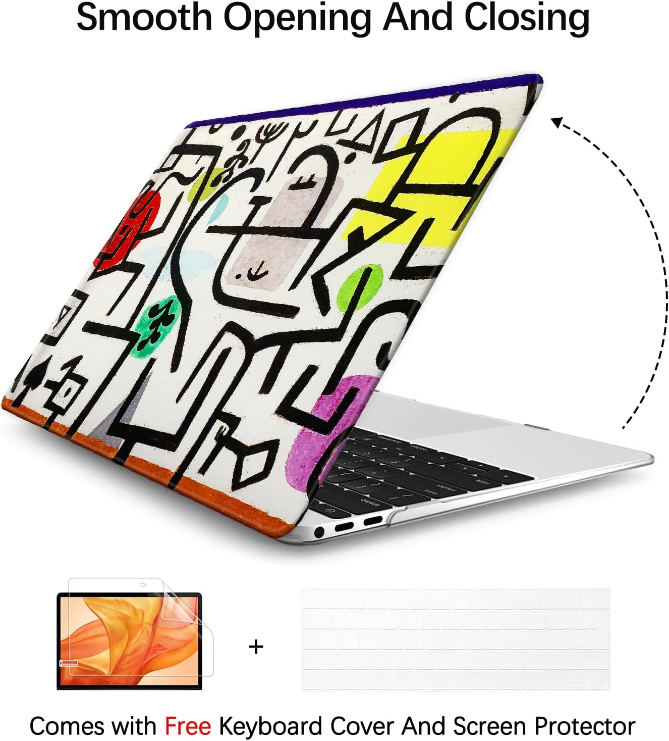 Berkin Arts Compatible with MacBook Air 13 inch Cover, 2022-2018 Release A2179/A2337 M1 with Touch ID with Keyboard Cover & Screen Protector Naive Art (Picture of A Journey by Paul Klee)