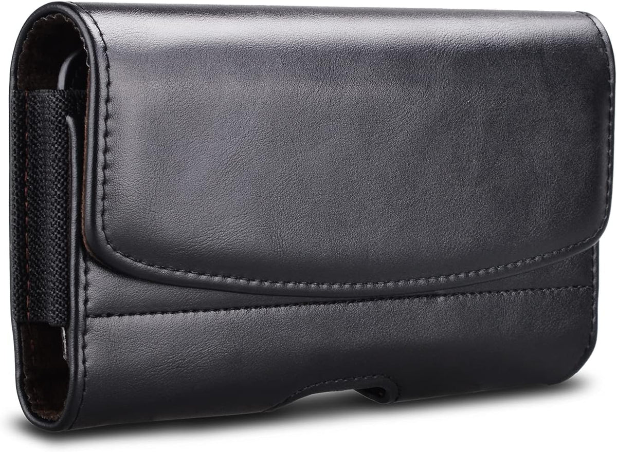 Phone Holster for iPhone 16 15 14 Pro Max 13 12 11 XR X XS SE 8 Plus 7 Plus 6s 6 Nylon Cell Phone Pouch Belt Holder Carrying Case with Belt Clip Loops,Black