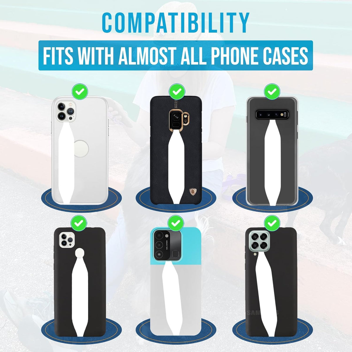 Phone Grip Strap - Pack of 2 Reversible Finger Holder for Phone Back, Customizable Anti-Slip Design, Wireless Charging Compatible Detachable Holder for iPhone - Animals Custom