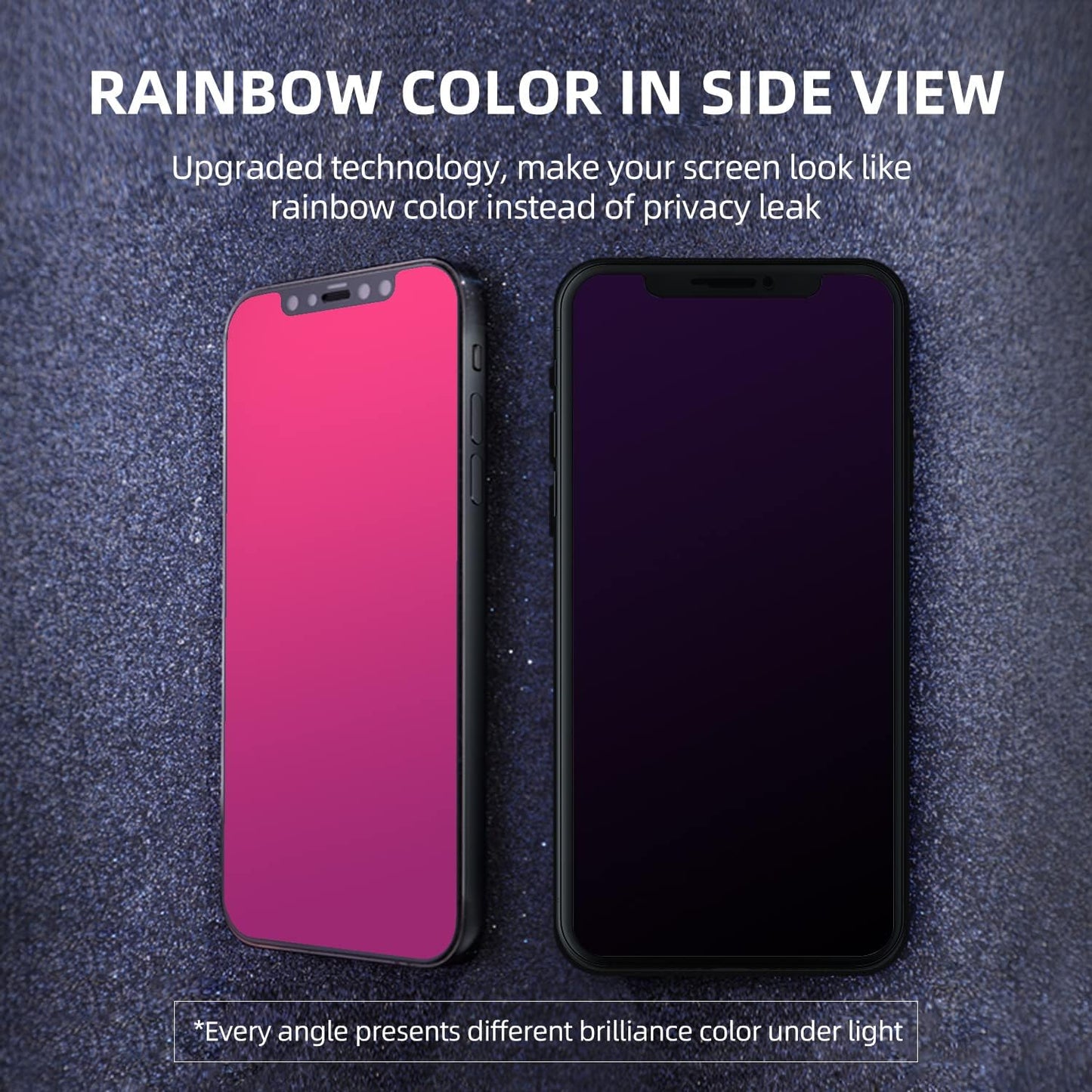 EGKimBa Privacy Screen Protector compatible with iPhone 11 Pro Max/iPhone XS Max, 6.5 inch Gradient Colorful Electroplated Anti-Spy Anti-Blue Light Easy Installation Tempered Glass