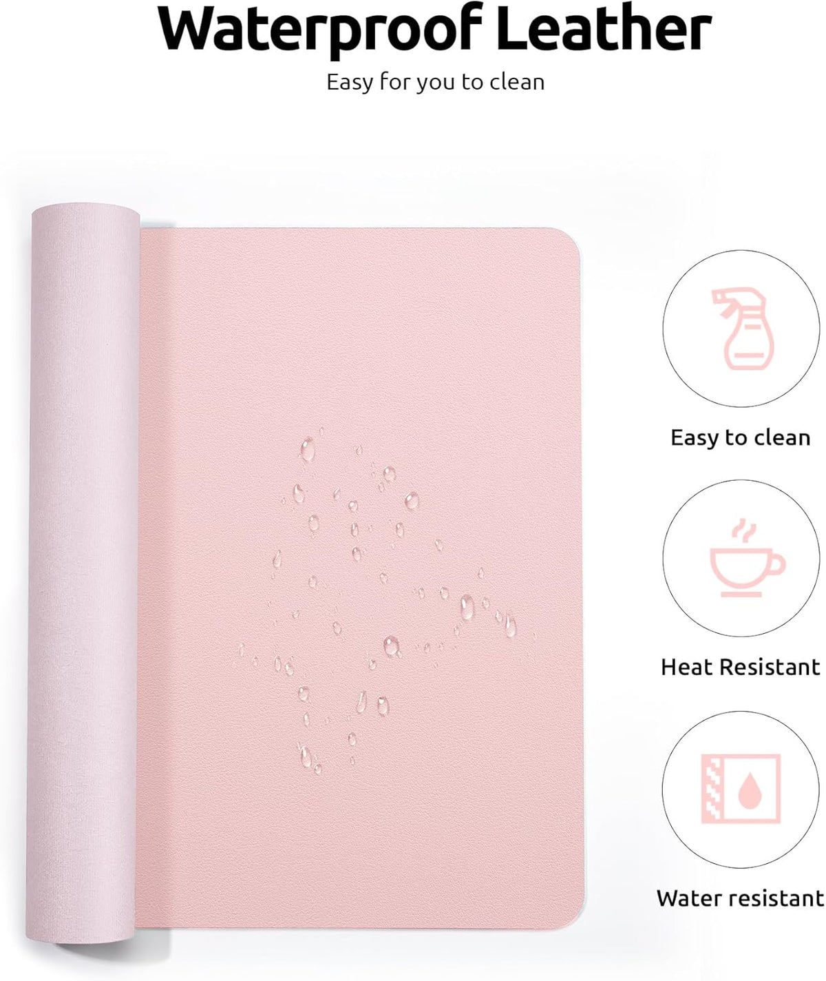 YSAGi Leather Desk Protector, Office Mat, Large Mouse Mat, Non-Slip PU Leather Blotter, Laptop Pad, Waterproof Writing Pad for Office and Home (Light Pink, 23.6" x 13.8")
