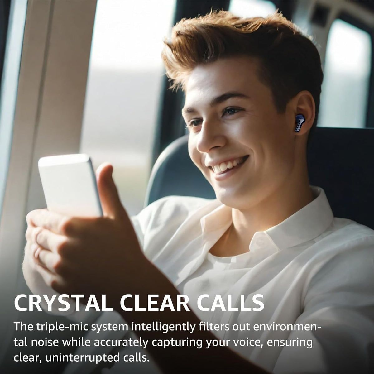 TOZO NC3 Hybrid Active Noise Cancelling Wireless Earbuds with 6 Mics AI Clear Call Ear Buds 55H Playtime with LED Display 32 Preset EQs via APP Bluetooth 5.3 IPX8 Waterproof in Ear Headphones