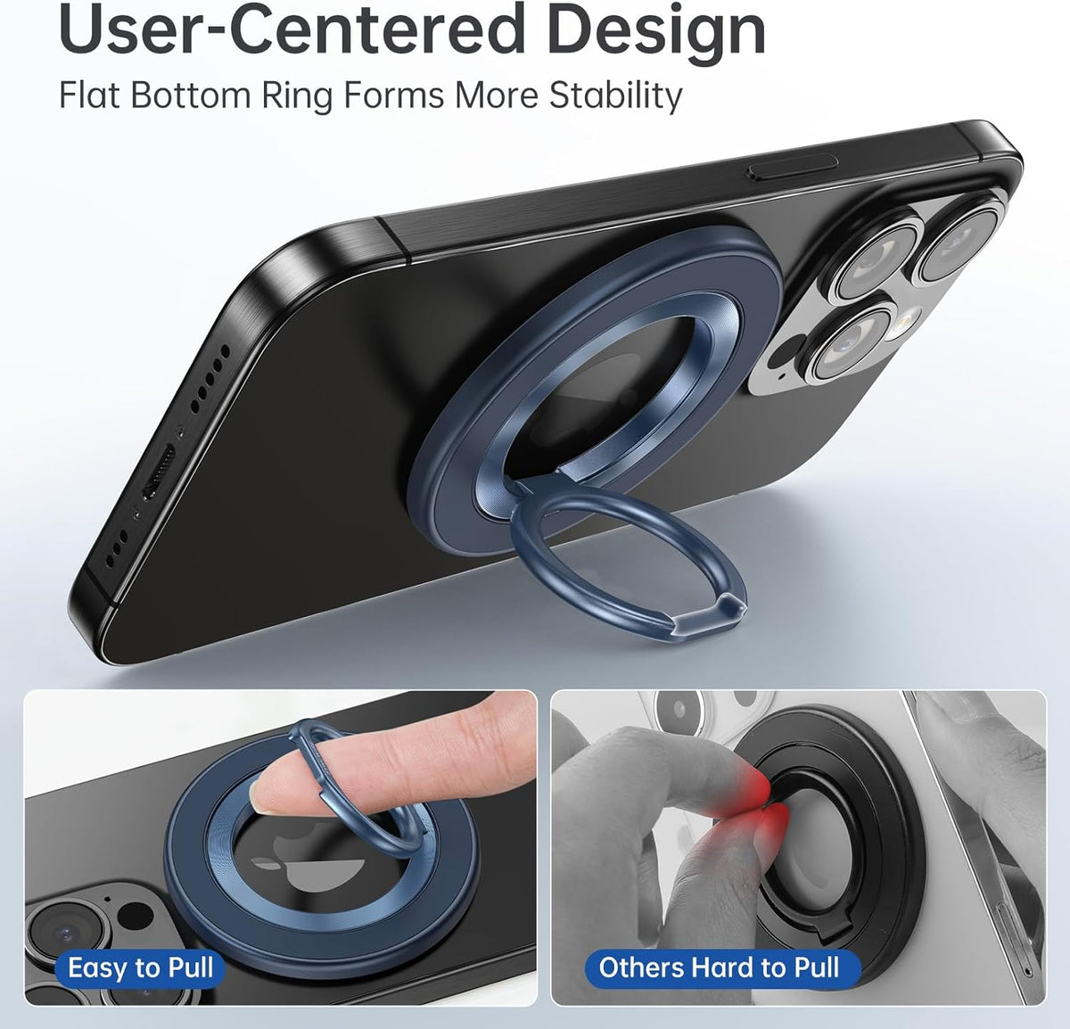 Syncwire Magnetic Phone Ring Holder for MagSafe, Magnetic Cell Phone Grip Ring Stand Finger Kickstand with Two-Sided Magnets Compatible with iPhone 16 15 14 13 12 Pro Max
