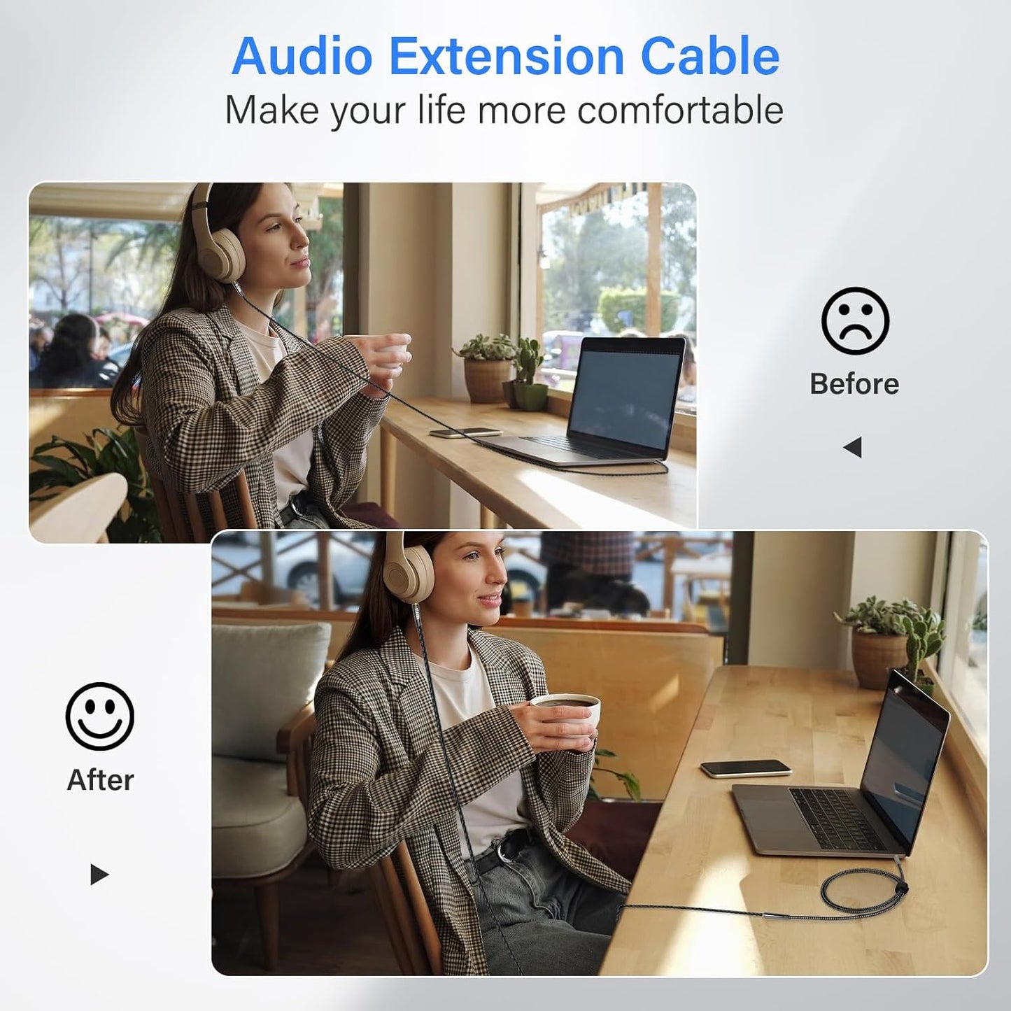 Elecan Headphone Extension Cable 15 Ft, 1/8 Inch 3.5 MM AUX Cord Wire Male to Female, Hi-Fi Sound Thin&Slim Braided TRS Stereo Audio Beats Cable Extender for Car,Home Stereos, Speaker,Phones
