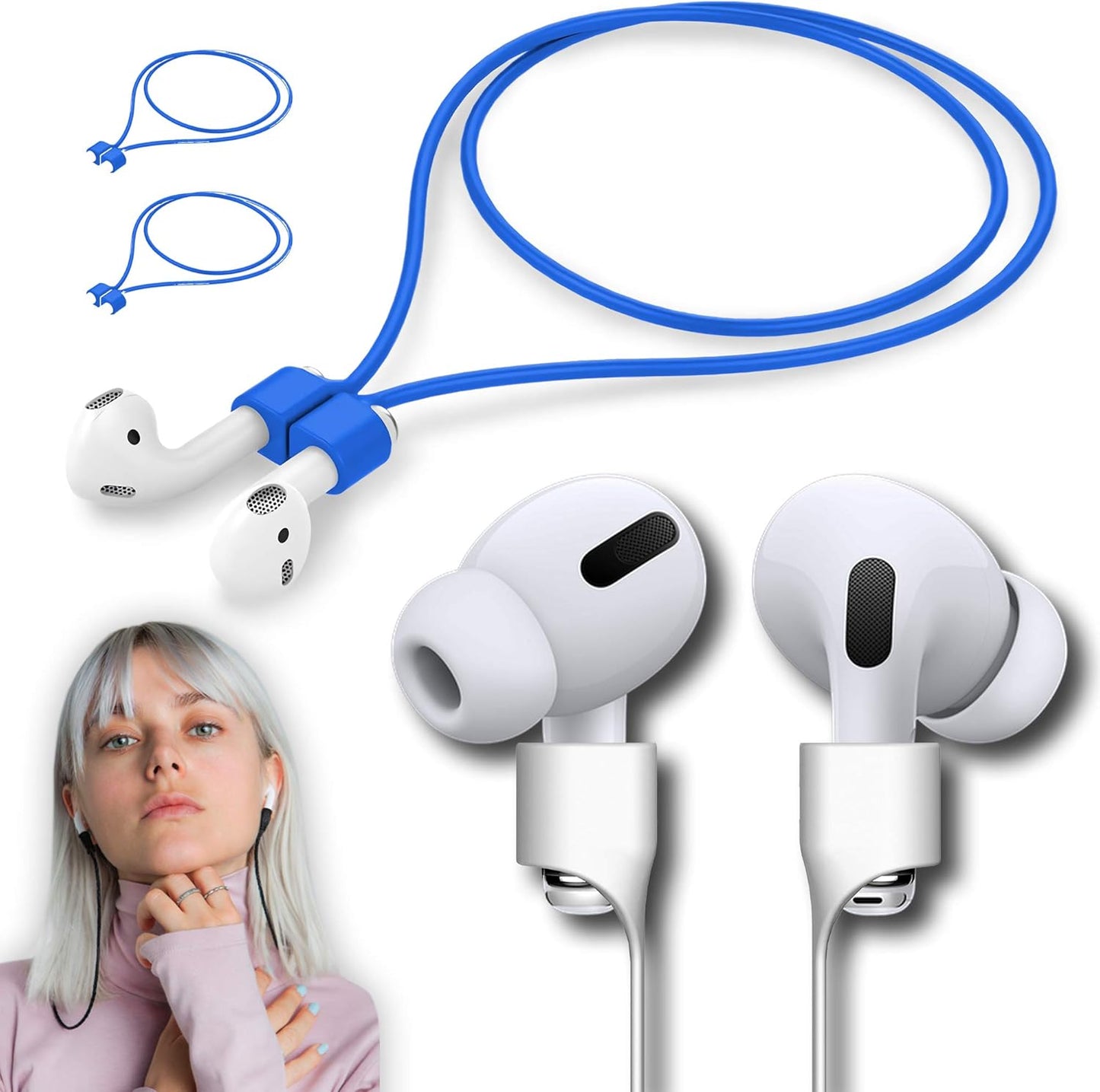 Ultra Strong Magnetic Airpod Pro Strap Anti-Lost Cord Sports Lanyard Compatible with Airpods 3rd 2nd Generation Pro 3 2 1 (3 Blue)