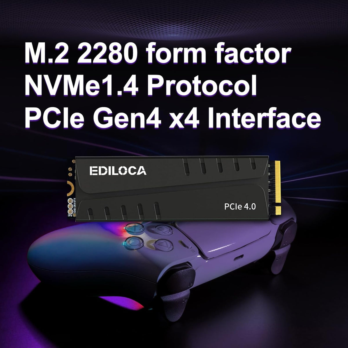 500GB PS5 SSD with Heatsink PCIe Gen4 NVMe M.2 Gaming SSD, 7400MB/s Read, 1GB DRAM Cache, 3D TLC | Internal Solid State Drive Compatible with PS5 & PC(EN855)