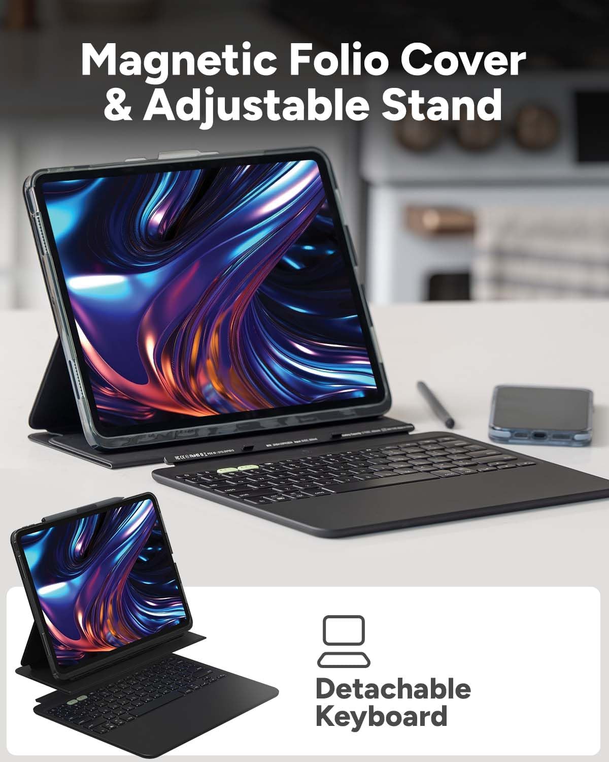 ZAGG Pro Keys 2 iPad Pro 13 (M4) Keyboard Case - Wireless Keyboard & Detachable Folio Case | Laptop-Style Backlit Keys, Multi-Pairing Bluetooth, 6.6 ft Drop Protection