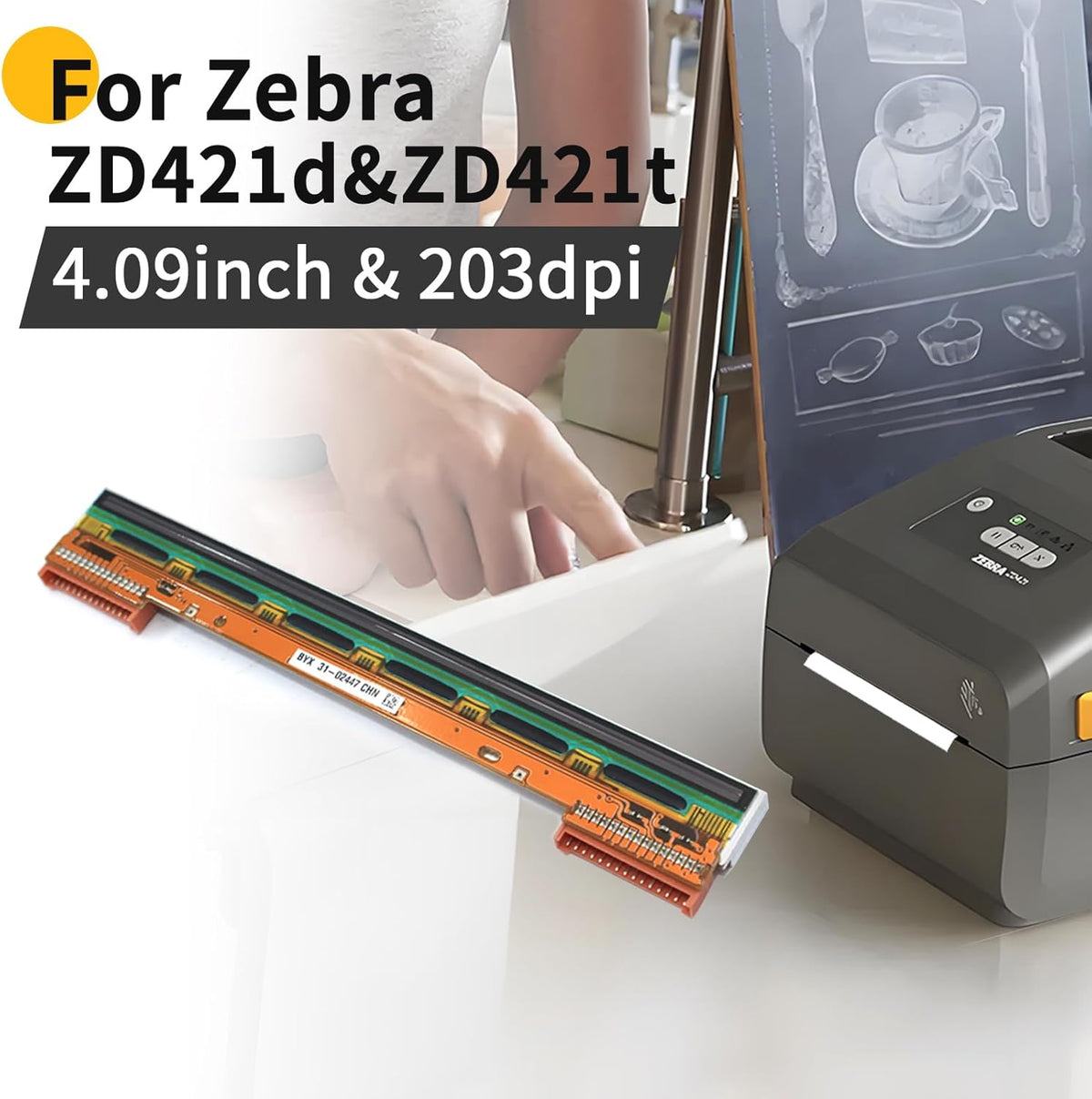 P1112640-019 New Printhead for Zebra ZD421 ZD421d ZD421t Thermal Mobile Label Printhead 203dpi Genuine P1112640-218