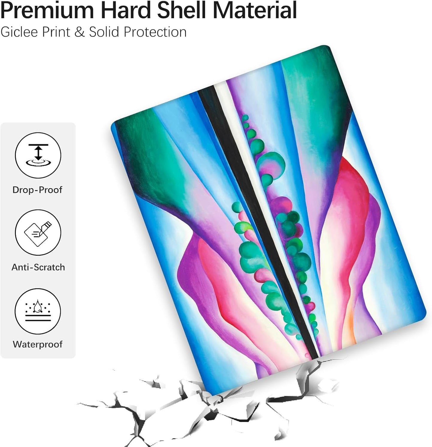 Berkin Arts Compatible with MacBook Pro 13 inch Cover, 2022-2016 Release A1706/A1989/A2159 with Keyboard Cover & Screen Protector Vivid Abstract Landscape (Lake George Reflection by O'Keeffe)