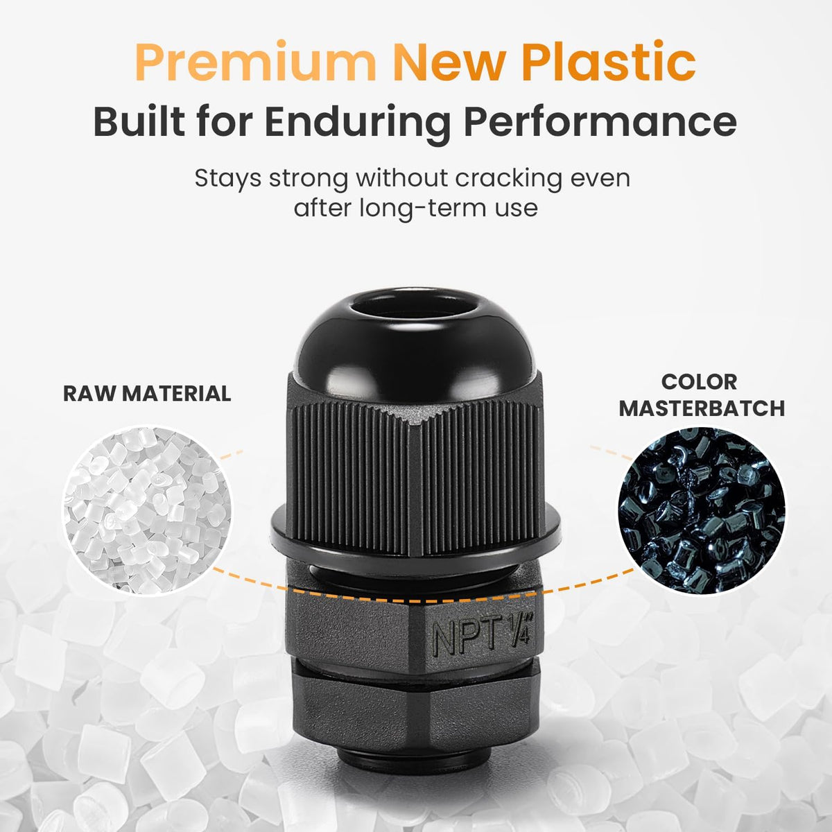 QILIPSU 12pcs 1/4" NPT Cable Gland Waterproof IP68 Nylon Cable Pass Through Cord Grip Connector Strain Relief Wire Grommet