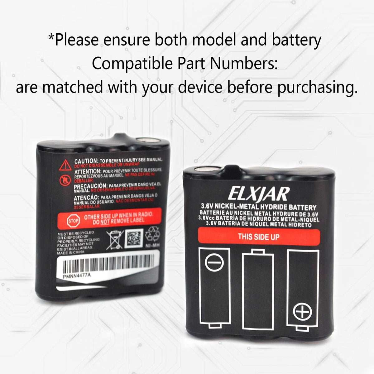 (2-Pack) 3.6V 800mAh Ni-MH Battery Replacement for Motorola PMNN4477AR T200 T400 T500 T800 T600 T62 T82 T92 T260 T265 T801 T460 T465 T480 Walkie Talkies