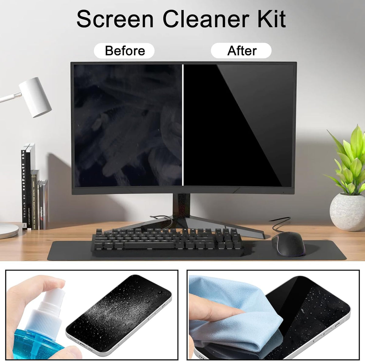 Car Screen Cleaner Spray, walrfid TV Computer Laptop Touchscreen Mist Cleaning Kit Wipe for CD Disc DVD VCD, Electronic Cell Phone iPad iPhone MacBook Pro Tablet Monitor LCD LED Flat Screens