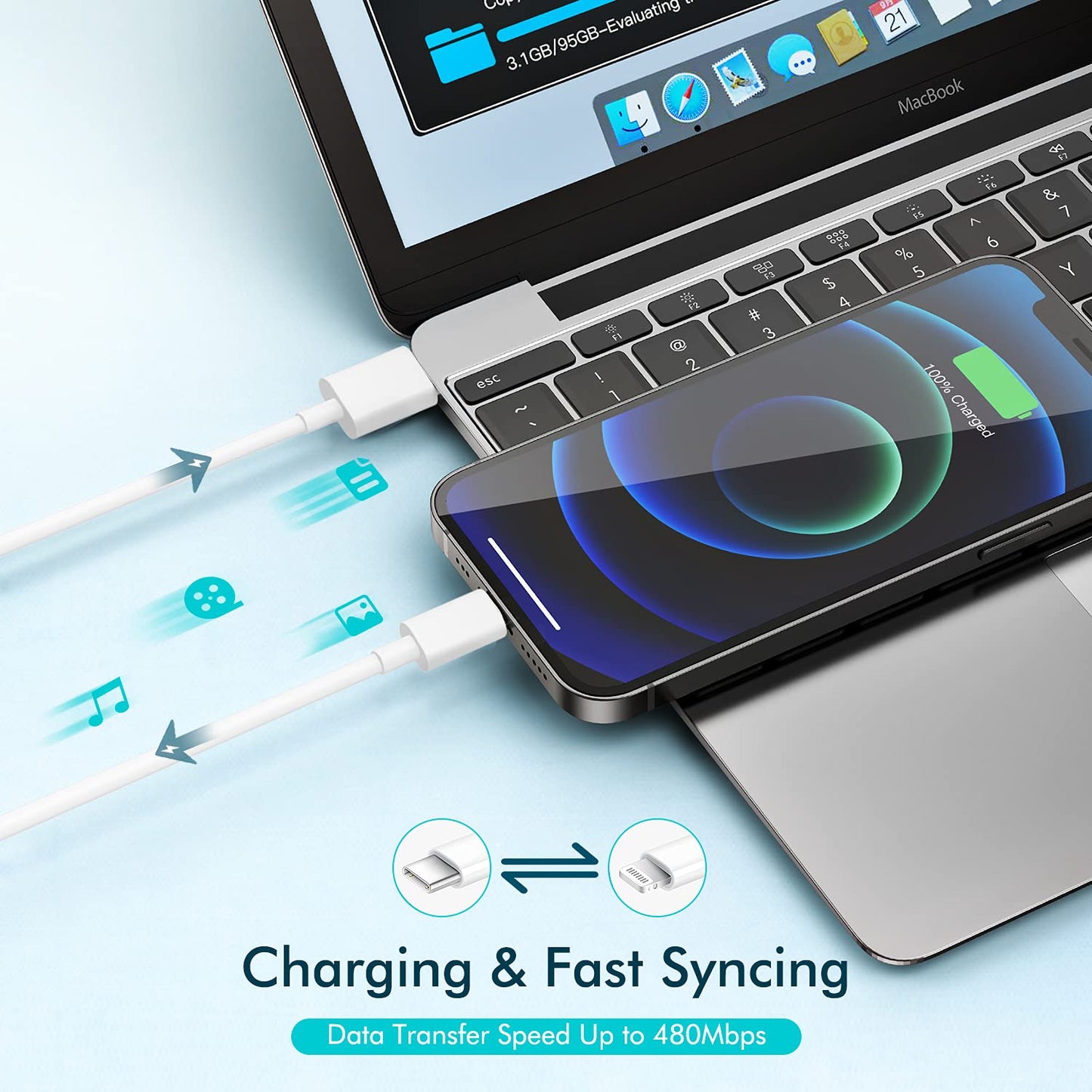 Fast iPhone Charger, Quick 10Foot USBC Wall Charger Phone Charge 2Pack 20W PD USB C Fast Charger Block + 10FT Lightning Fast Charging Cable for iPhone 14/Pro/Pro Max/Plus/13/12/11/XS/XR/X/SE2022/iPad