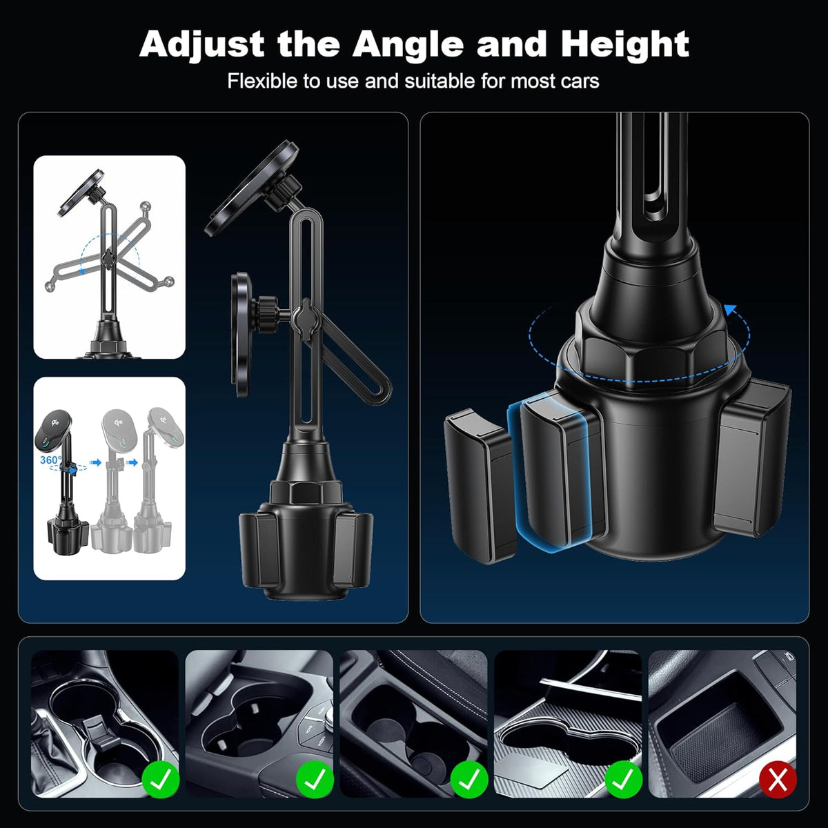 for Qi2 15W Wireless MagSafe Car Mount Charger Cup Phone Holder,15W Fast Charging Charger Phone Holder Mount for iPhone 16/15/14/13/12, Galaxy S25, Fast Charging for Magnetic iPhone Car Accessories