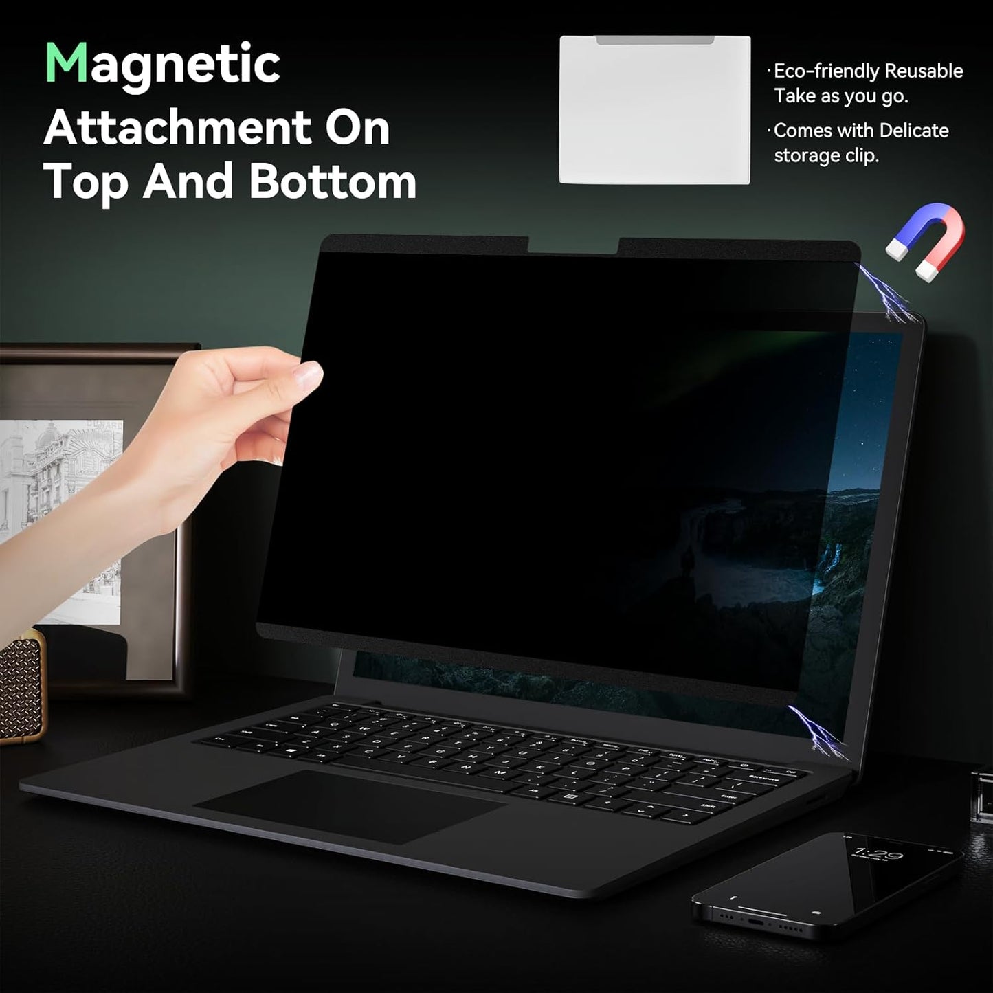 Magnetic 15 Inch Surface Laptop 5 Privacy Screen for Microsoft Surface Laptop 5/4/3/2/1, Removable Anti-Spy Filter Black Security Film, Anti Blue Light Filter Reusable Shield, Matte Bubble Free Guard