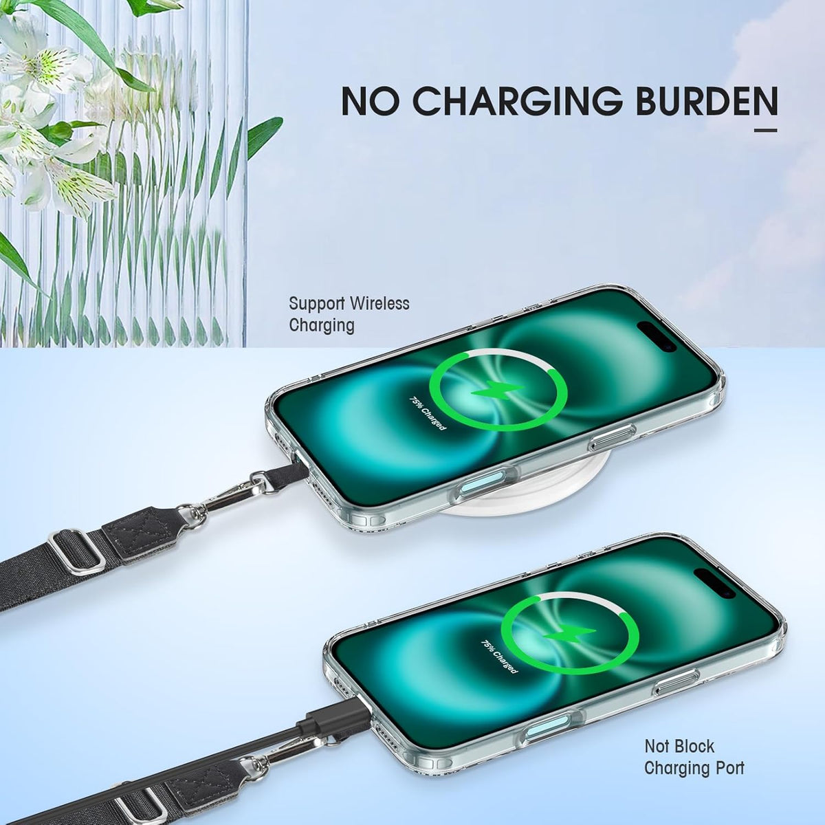 Phone Lanyard 2 Pack, Adjustable Cell Phone Multifuctional Patch Lanyards,Compatible with Most Smartphones and Wallets Keys ID Badges Travel Essentials(Black+Gray) (Lanyard Letter Sign M)