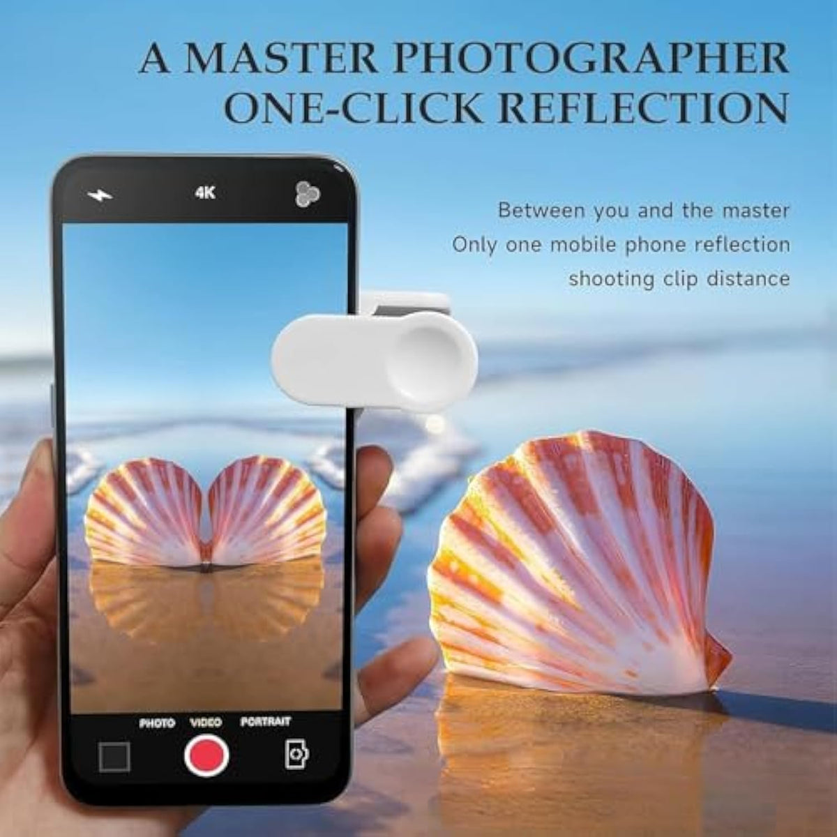 Mirror Effect Lens - Capture Stunning Reflections Instantly, Smartphone Camera Mirror Reflection Clip Kit, Mirror for Phone to Use Back Camera, for Travel Photography (Black +White)