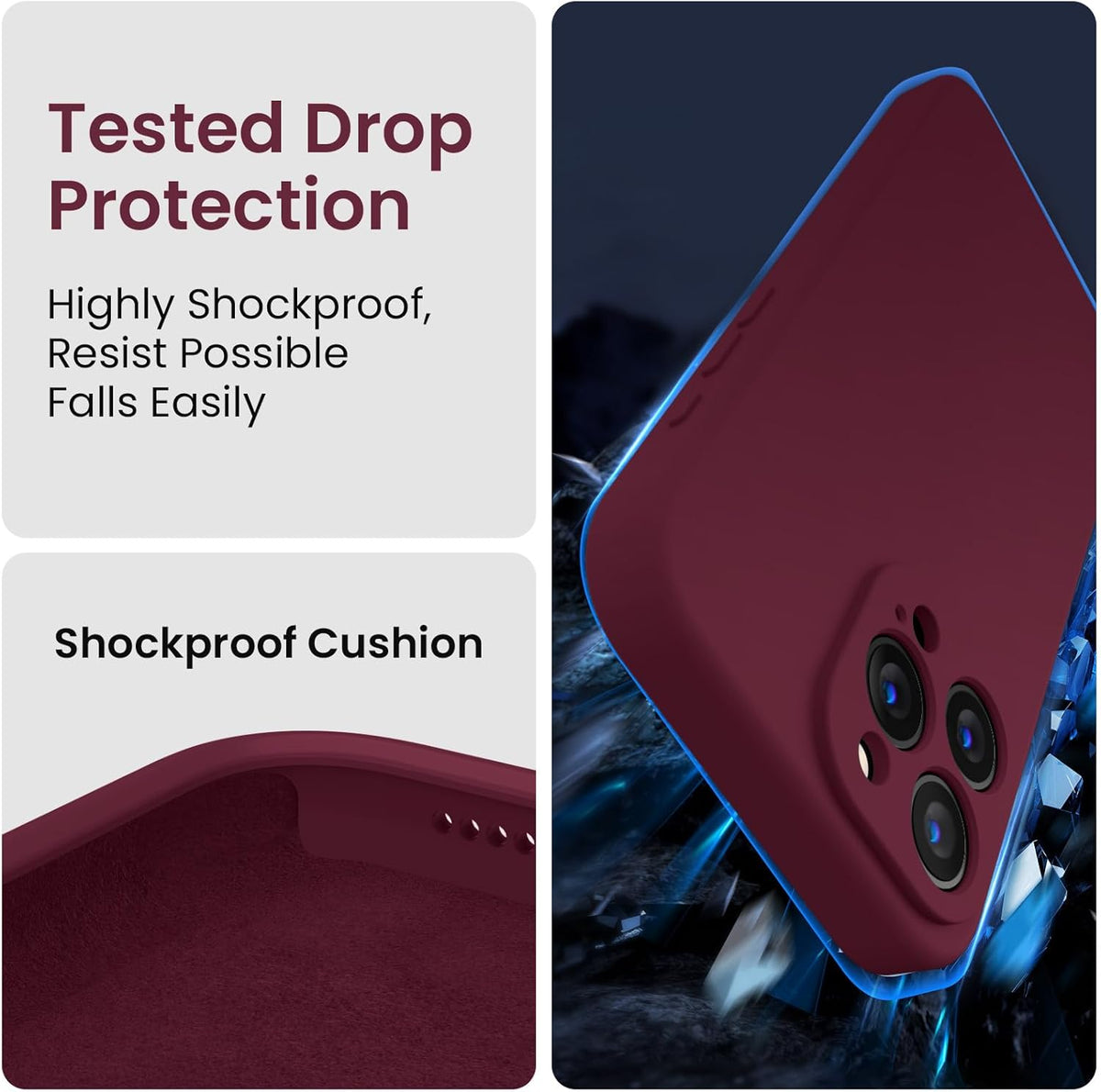 FireNova Designed for iPhone 15 Pro Max Case, Silicone Upgraded [Camera Protection] Phone Case with [2 Screen Protectors], Soft Anti-Scratch Microfiber Lining Inside, 6.7 inch, Plum