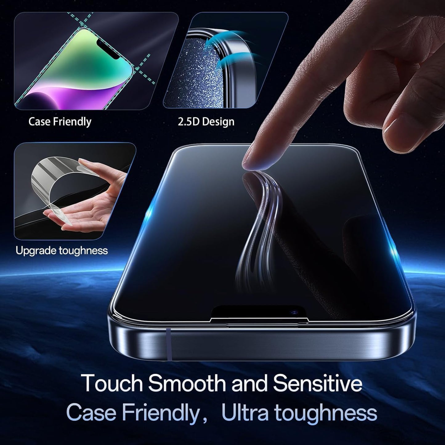 Screen Protector for iPhone 13 Pro Max/14 Plus [6.7 Inch], Colorless Anti-Blue Light Tempered Glass Films, HD Clear, 9H Hardness, No Bubbles, Case Friendly,2 pcs