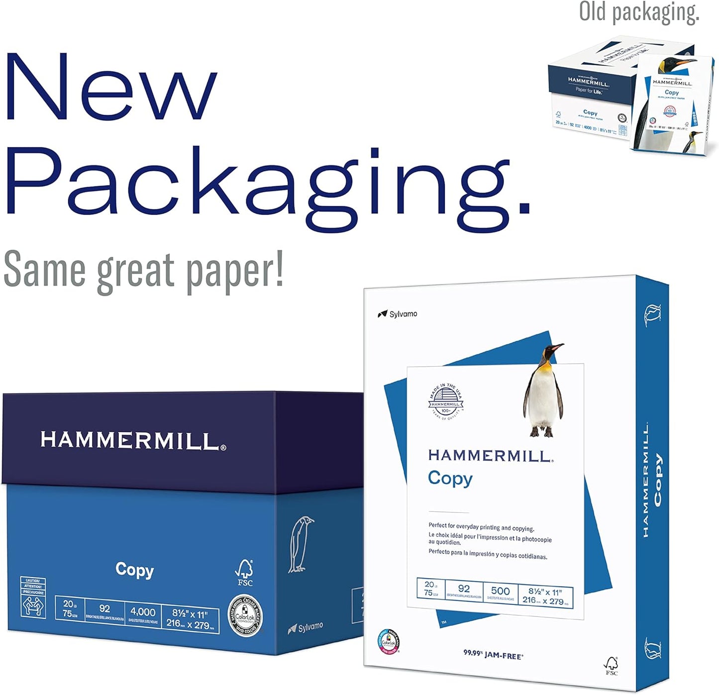 Hammermill Printer Paper, 20 Lb Copy Paper, 8.5 x 11 - 8 Ream (4,000 Sheets) - 92 Bright, Made in the USA