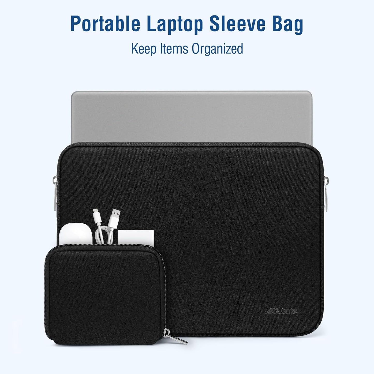 MOSISO Laptop Case 14 inch, 14 inch Laptop Sleeve Bag Compatible with HP Lenovo Dell ASUS Acer, HP Stream, Dell Latitude, Lenovo IdeaPad, Neoprene Computer Sleeve Bag with Small Case, Black