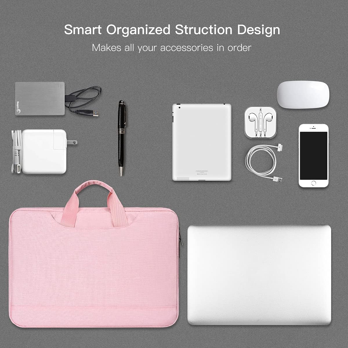 14 15 Inch Laptop Case Women Ladies Bag TSA Laptop Sleeve for MacBook Pro 14" M4/M3/M2/M1, Macbook Air 15 M4/M3, Dell XPS 15/Inspiron 14, Acer HP Lenovo ASUS Chromebook 14" Notebook Case Bag, Pink