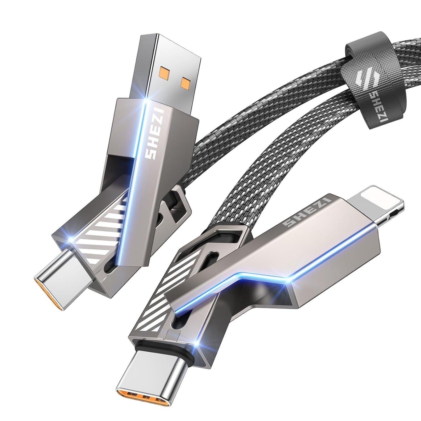 [One is Enough] 4-in-1 Compatible with USB C to Lightning Cable, 45W High-Speed Charging & Fast Data Transfer,CarPlay & Android Auto Support Multi Charger Cord Combo for iPhone/Samsung/iPad,3FT