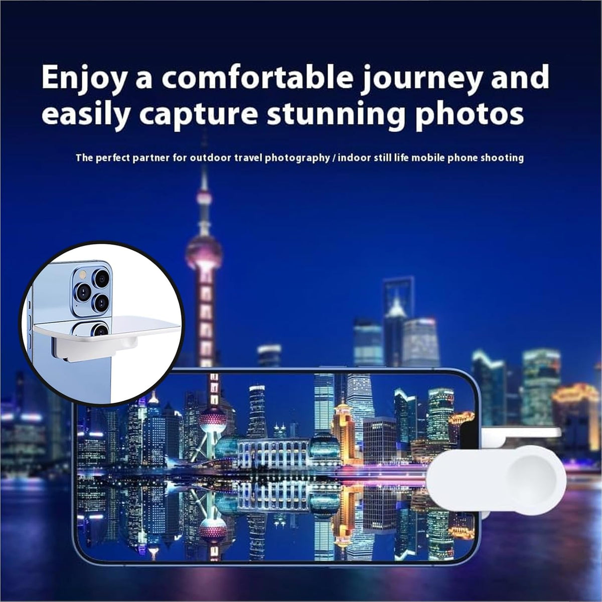 Mirror Effect Lens - Capture Stunning Reflections Instantly, Smartphone Camera Mirror Reflection Clip Kit, Adjustable HD Glass Smartphone Photography Flip Mirror, for Travel Photography (White-1Pc)