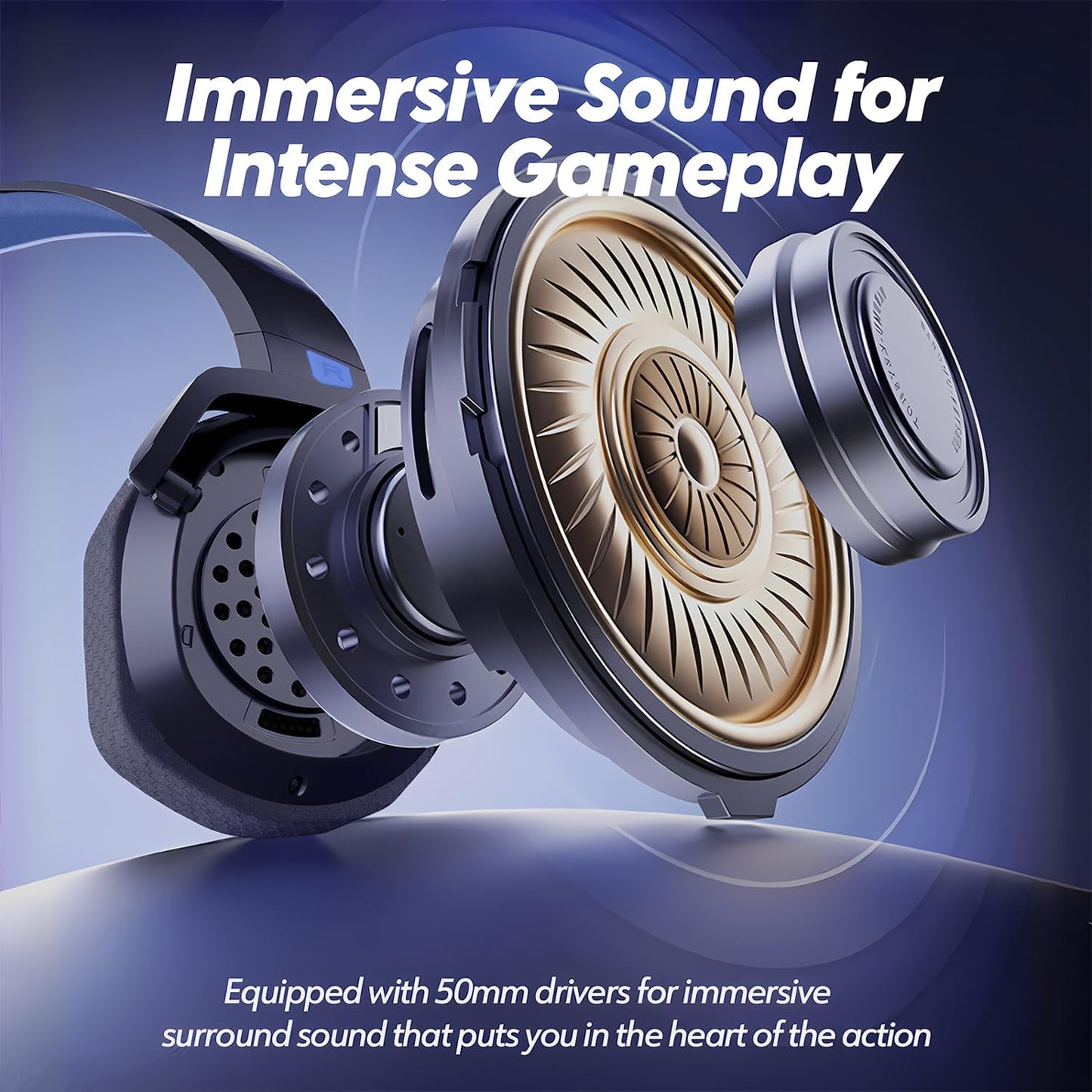 NUBWO G06 Dual Wireless Gaming Headset with Microphone for PS5, PS4, PC - 23ms Low Latency Audio - 100-Hour of Playtime - 50mm Drivers (Black-Blue)