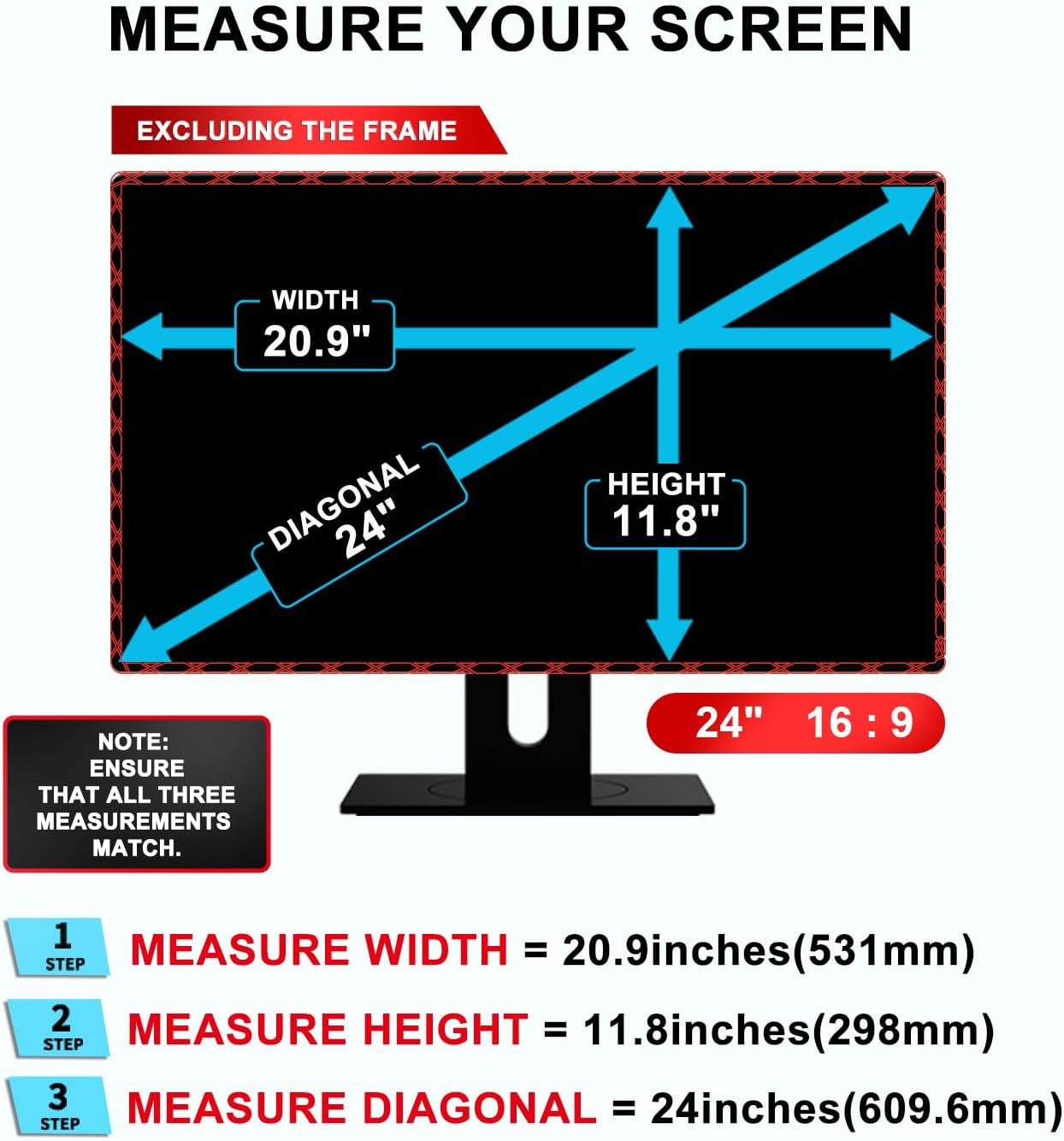 24 inch Computer Privacy Screen Filter - Suitable for 16:9 Aspect Ratio Widescreen Monitor - Blue Light Filter - Anti-Glare & Anti-Scratch Protector Film (24" Widescreen (16:9))