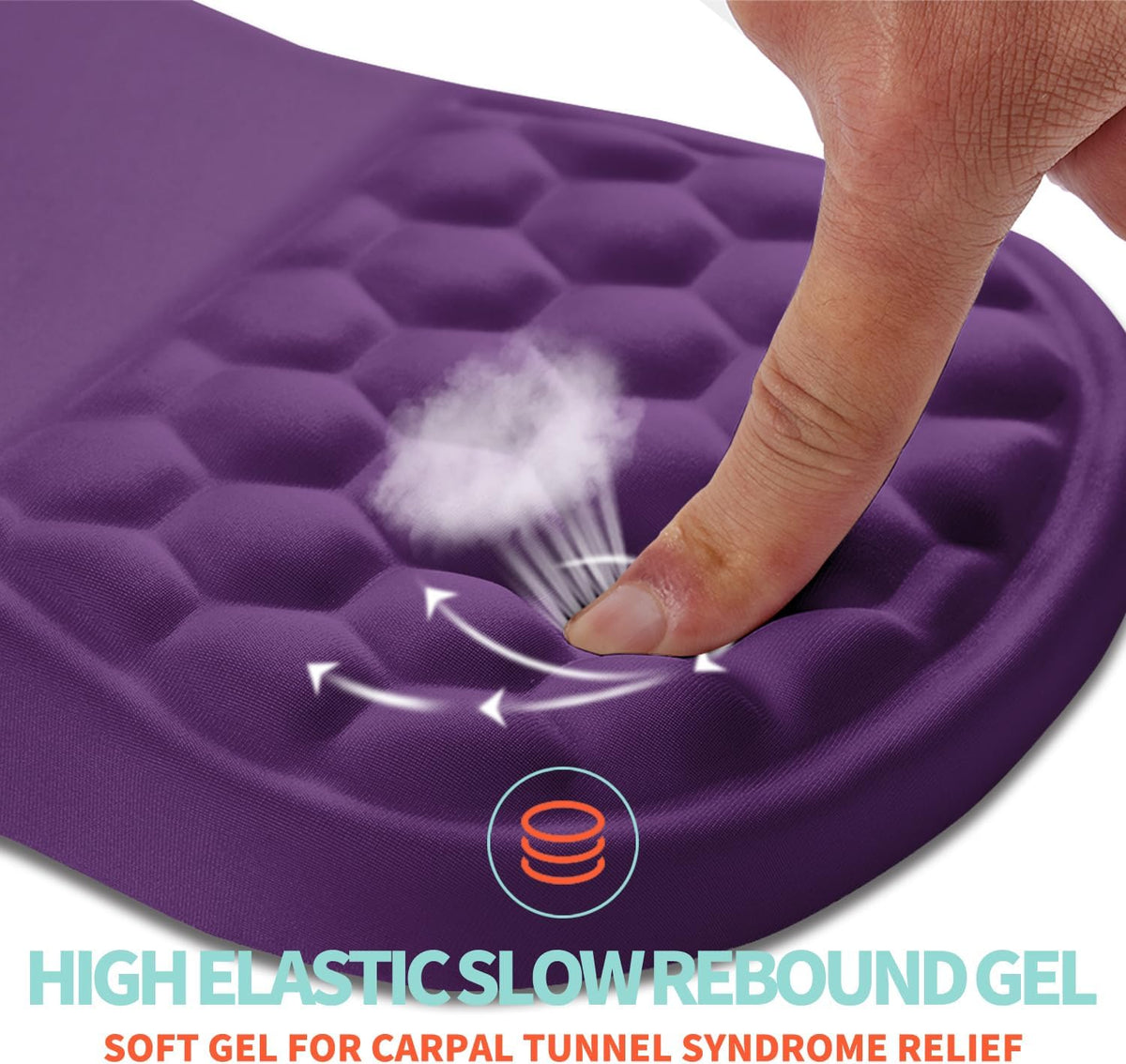 Ergonomic Mouse Pad Wrist Support with Memory Foam Massage Bulge, Carpal Tunnel Pain Relief Mousepad Wrist Rest for Mouse(12x8 inch, Deep Purple)