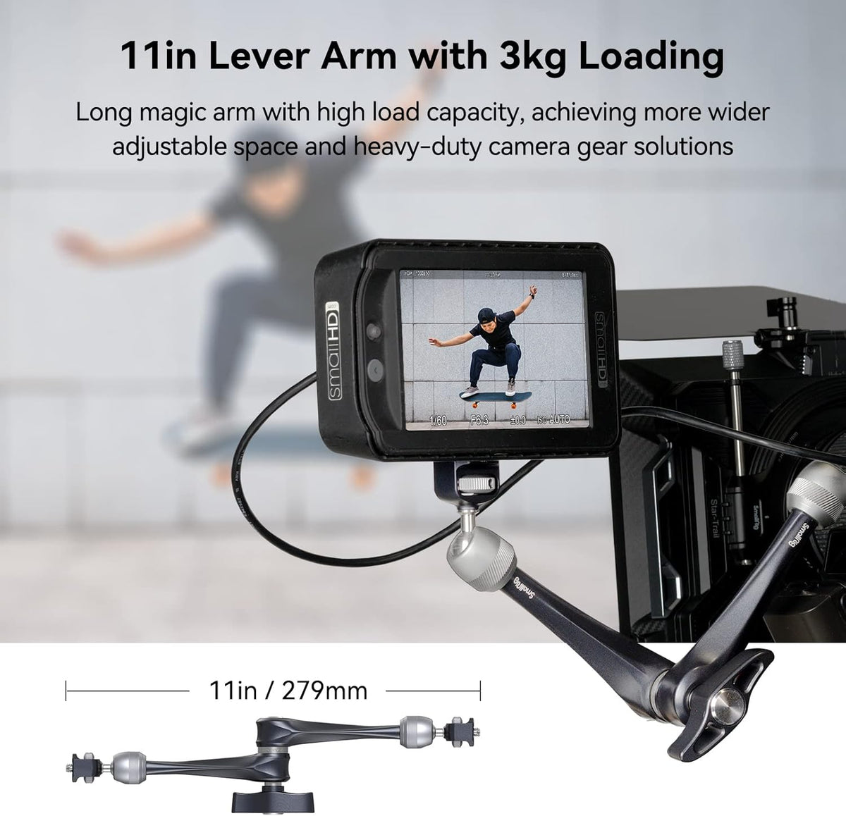 SMALLRIG Rosette Magic Arm 11 Inch with Ball Head, 1/4"-20 Screws, and Anti-Twist Pins, for Cameras/iPads/Monitors/LED Lights/Smartphones/Action Cameras, Max Load Capacity 3kg