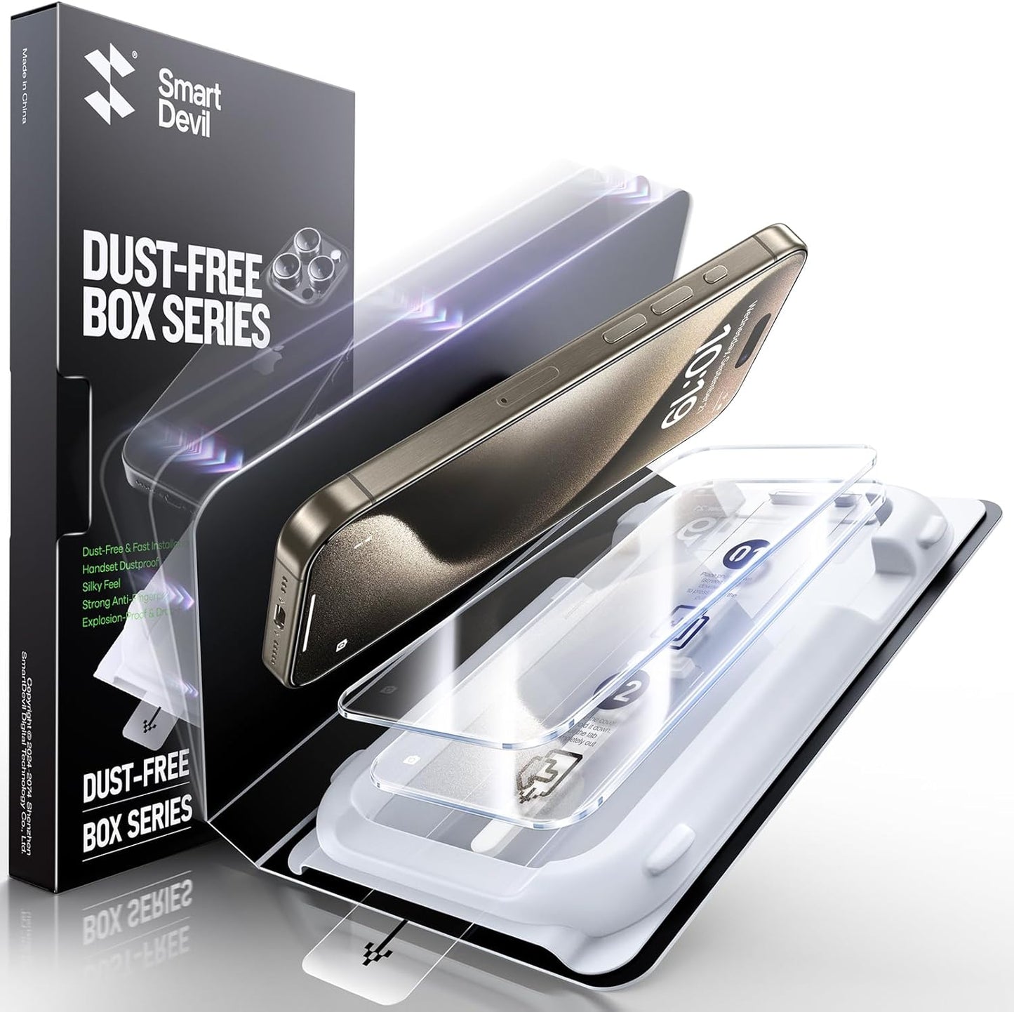 SMARTDEVIL 3 Pack Screen Protector for iPhone 13/13 Pro/14, Bubble-and-Dust-Free Box, HD Tempered Glass, Military Grade Shatterproof & Ultra Durable, Easy Installation