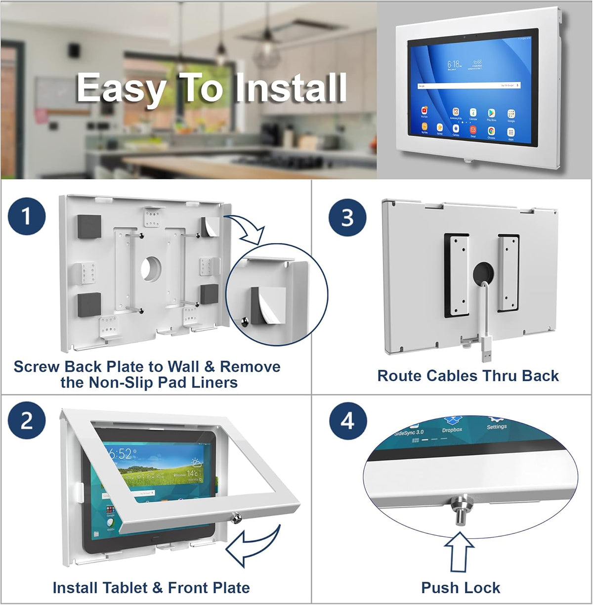 TABcare Locking Anti-Theft Metal Case for Samsung Galaxy TAB A 10.1 2019 Tablet for Kiosk, POS, Store, Show Display, Time Clock (TAB A 10.1 2019 SM-T510, White)