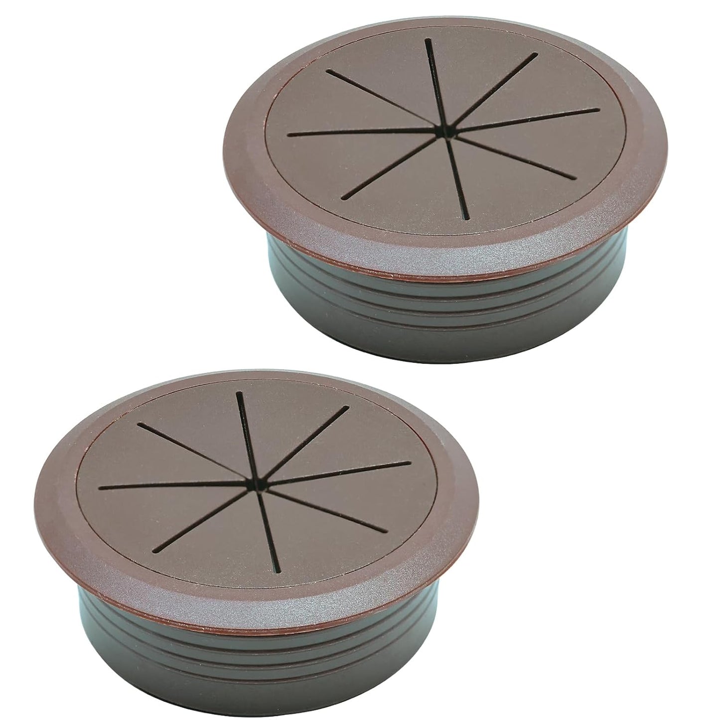 Desk Grommet 2-1/16" (53 mm), Desk Hole Cover for Cables Coffee, Cable Grommet ABS Plastic, Desk Hole Grommet for Office and Home Table Cable, Detachable & Flexible Cable Cord Organizer-2 Pcs