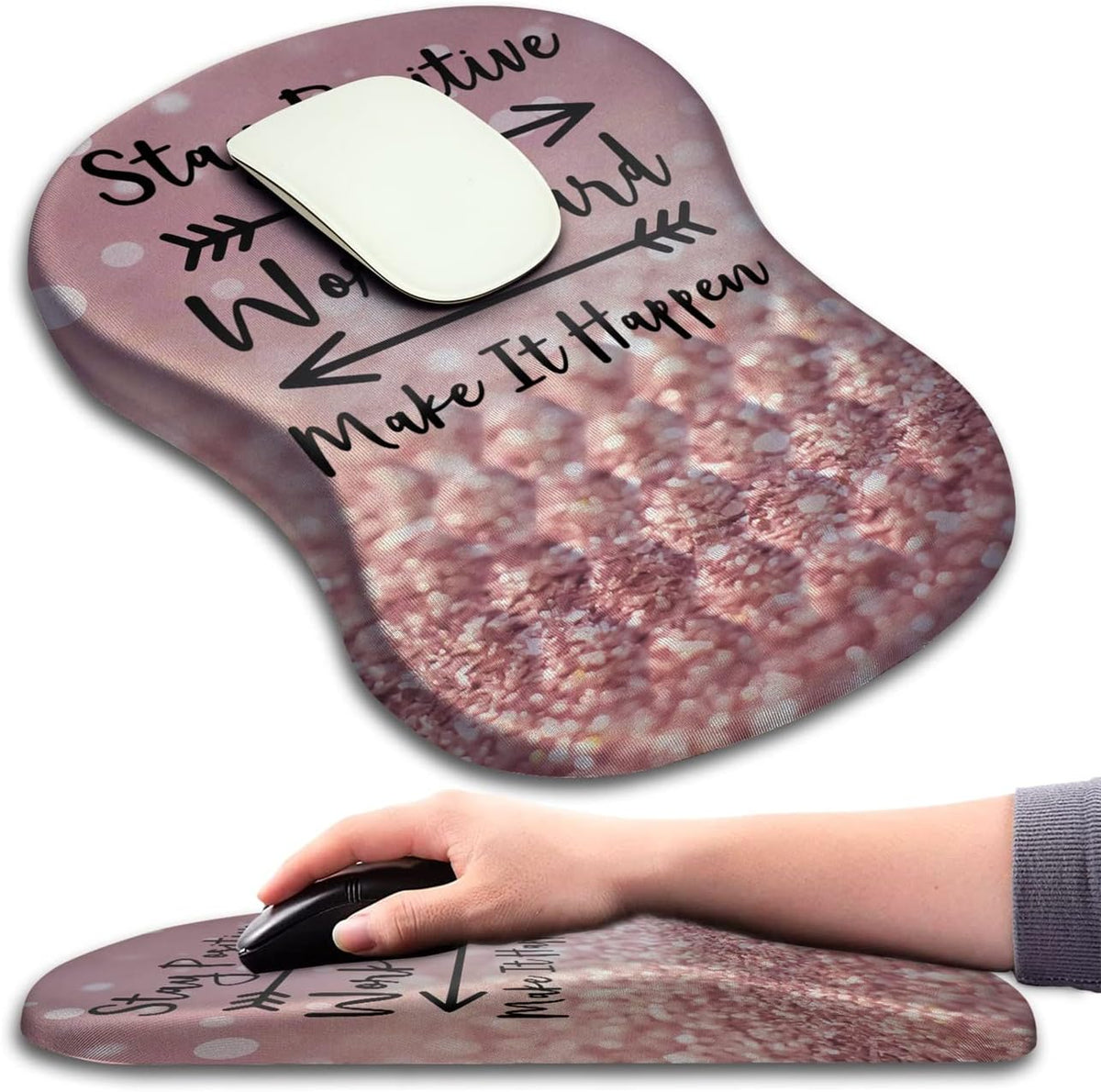 Mouse Pad Wrist Support, Ergonomic Mouse Pad with Massage Dot, Comfortable Computer Mouse Pad for Laptop, Wrist Rest Pain Relief Mousepad with Non-Slip PU Base for Office & Home, 12 x 8 in