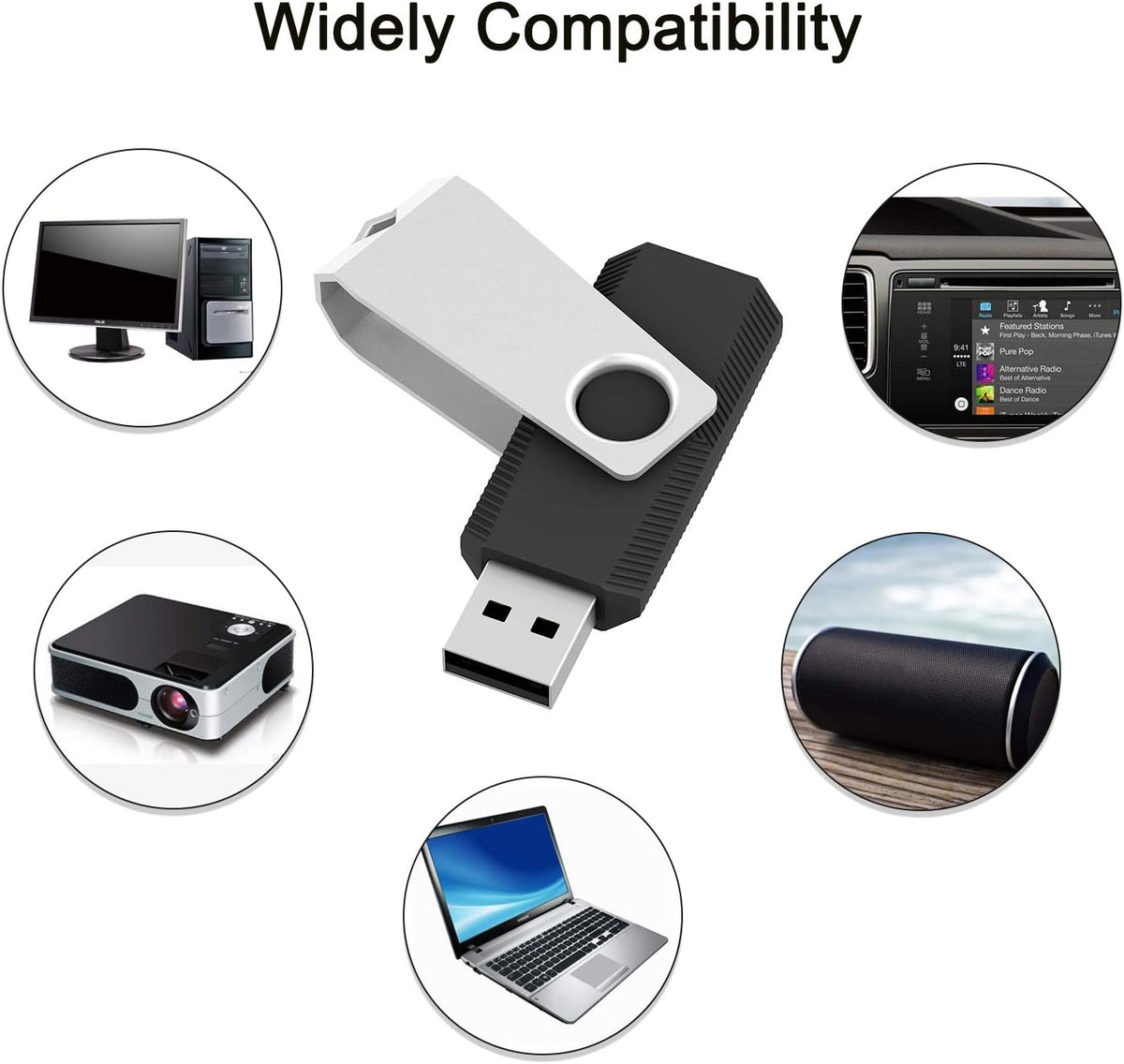 20Pack 1GB USB Flash Drive 2.0 Stick, TOPESEL Bulk Thumb Drive Swivel 1GB Pen Drive Jump Drive for Data Storage (20Pack Black)