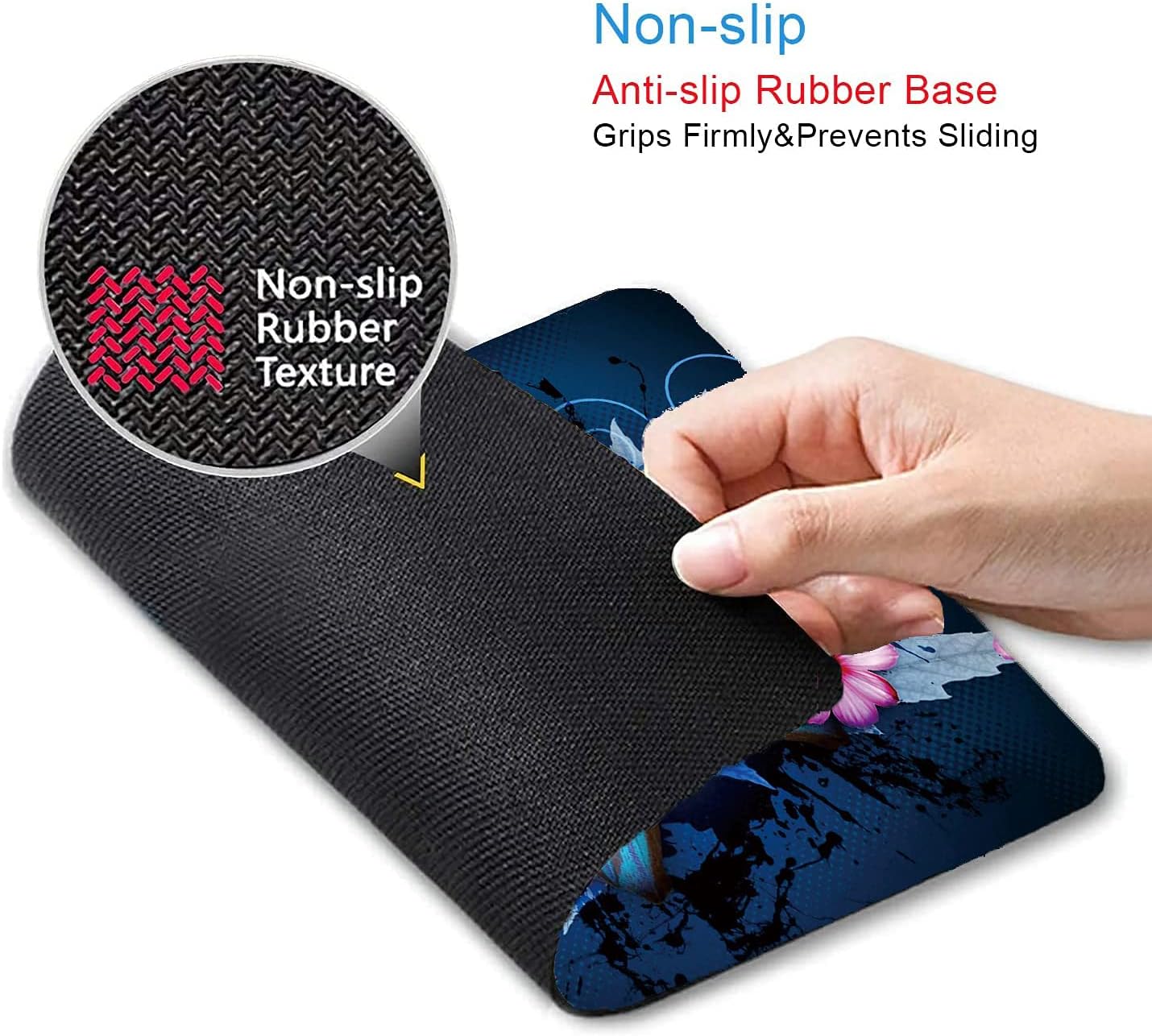Blue Butterfly Mouse Pad Non-Slip Rubber Base Gaming MousePads for Computers Laptop Office,Cute Mouse Pads with Designs for Women,9.5"x7.9"x0.12"(240mm x 200mm x 3mm)