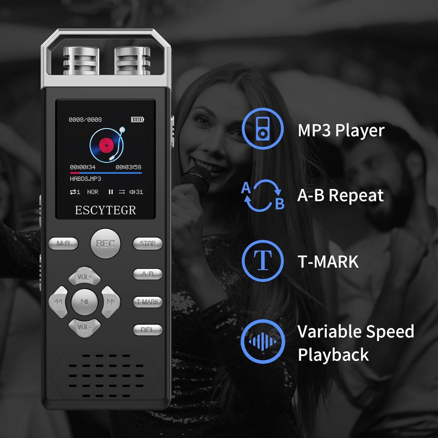 80GB Digital Voice Activated Recorder 1536KBPS Audio Voice Recorder with Playback Recording Device Dictaphone Sound Tape Recorder with Password Protection for Lectures,Meetings